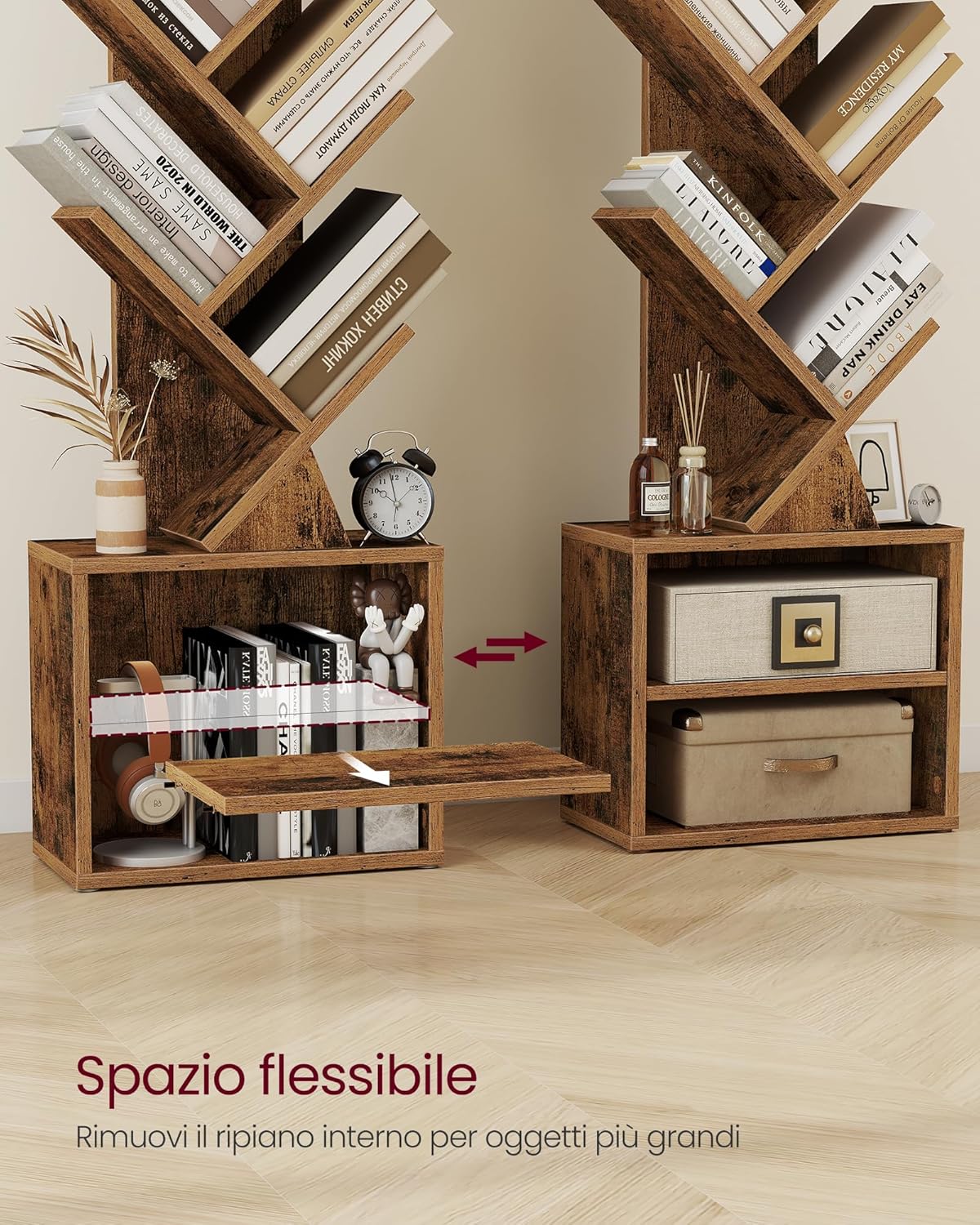 Thumbnail 4 de VASAGLE CUSTOS LBC607KD01 libreria autoportante da pavimento in stile “albero”, 2 scomparti aperti