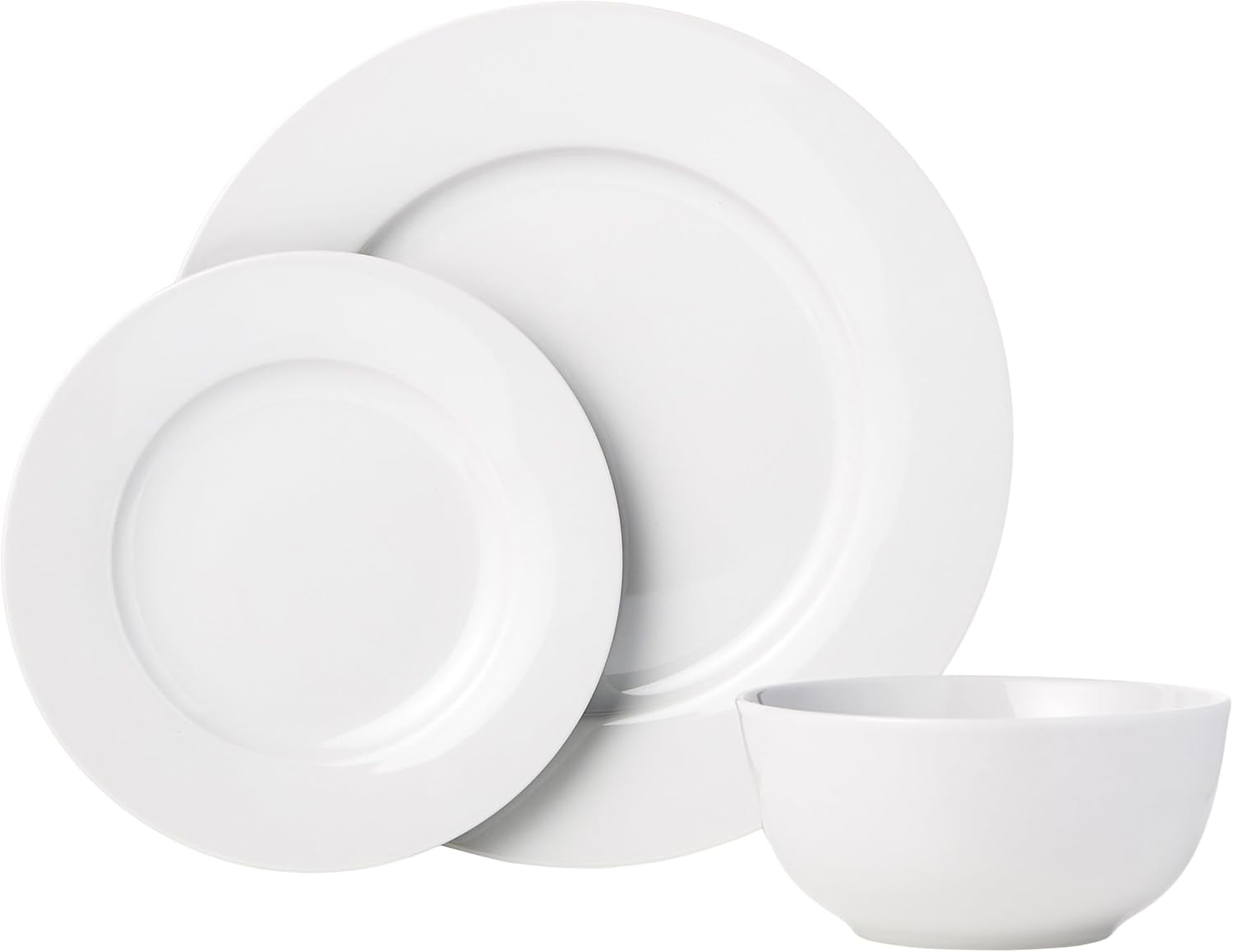 Detalle 2 de Amazon Basics Porcelain Dinnerware Set (Service for 6), Microwave & Dishwasher Safe, White, 18-Piece