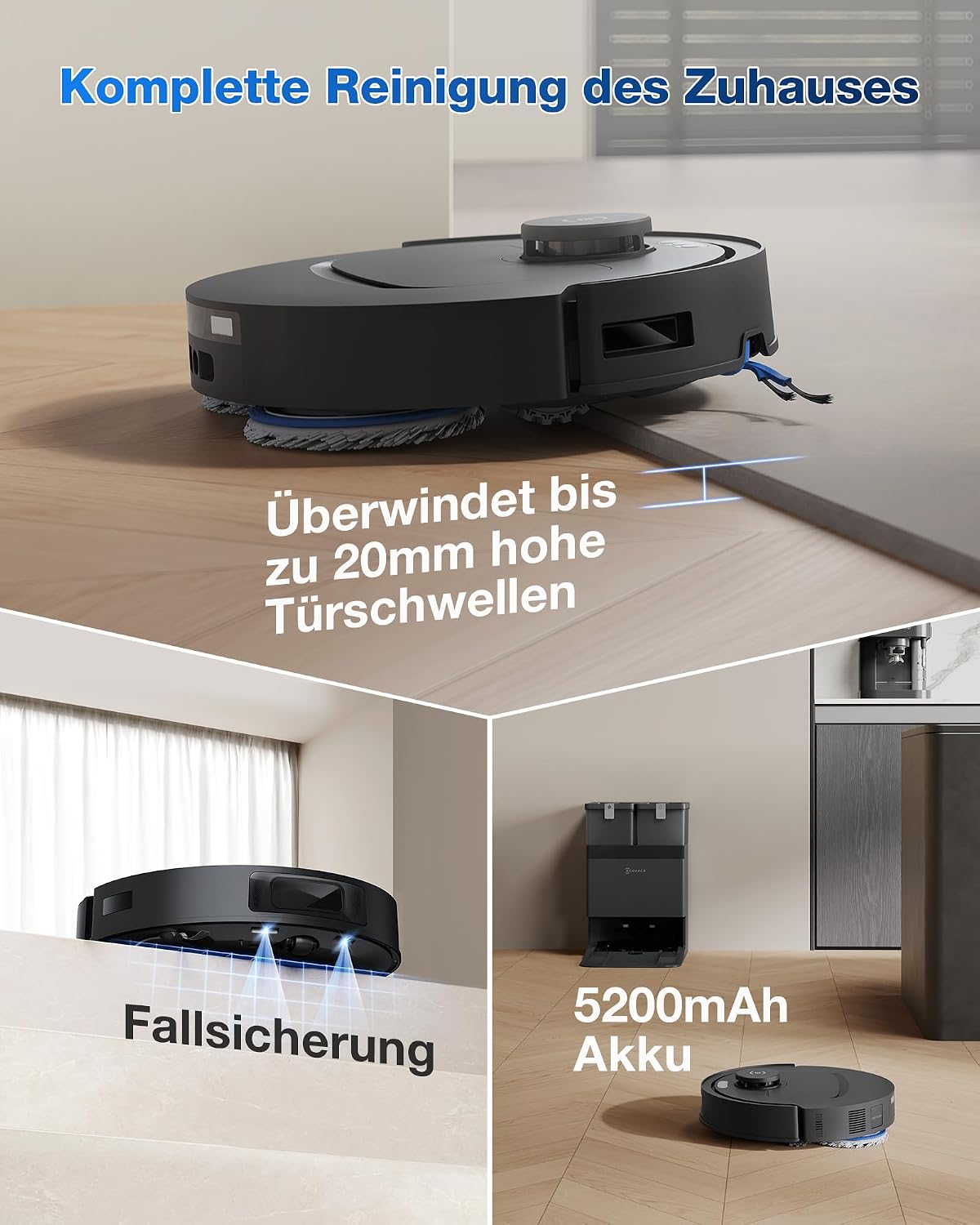 Detalle 2 de ECOVACS DEEBOT T30e Omni Saugroboter mit Wischfunktion – Leistung trifft Automatisierung
