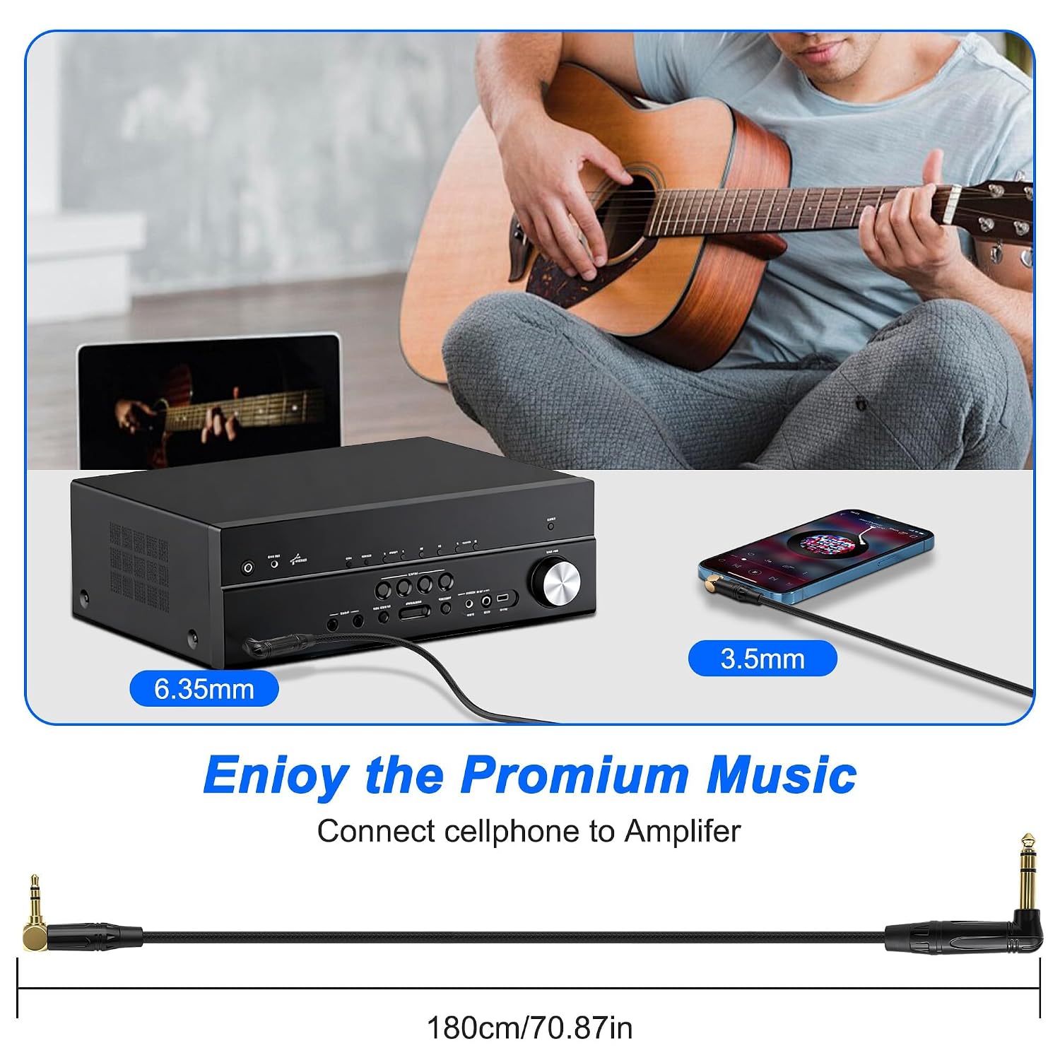 Thumbnail 3 de XMSJSIY Stereo Audio Cable, Nylon-Braided