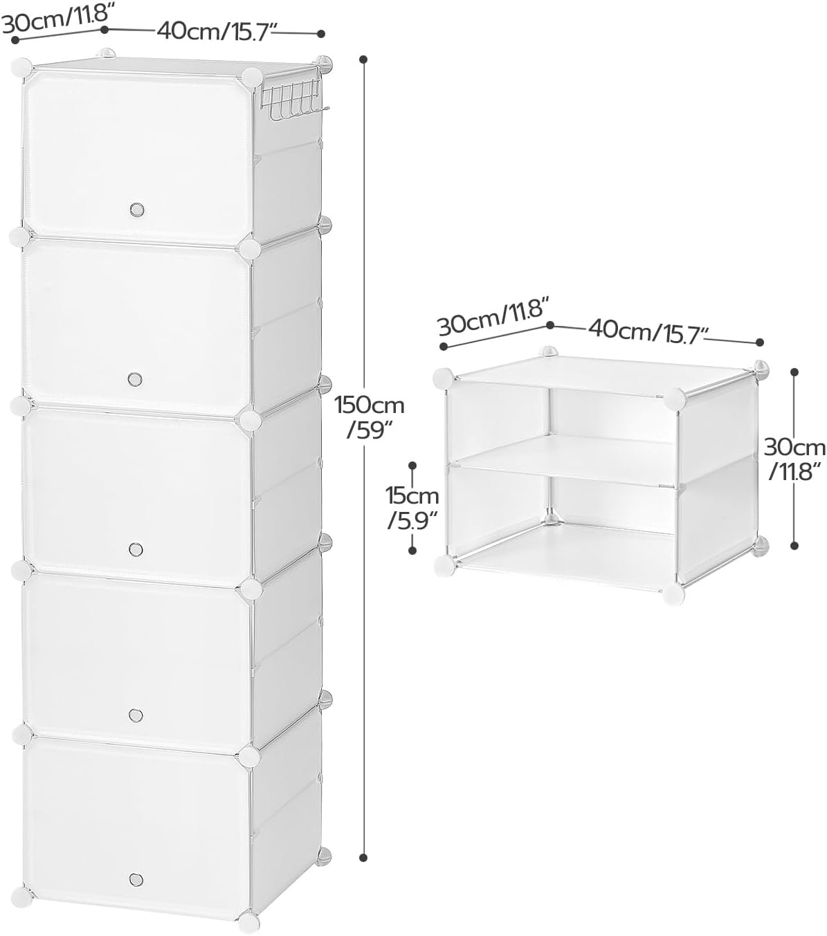 Thumbnail 5 de HOOBRO Scarpiera a 5 Scomparti con Sportello – Scaffale Porta-scarpe modulare in plastica, bianco EWT11SC01G1