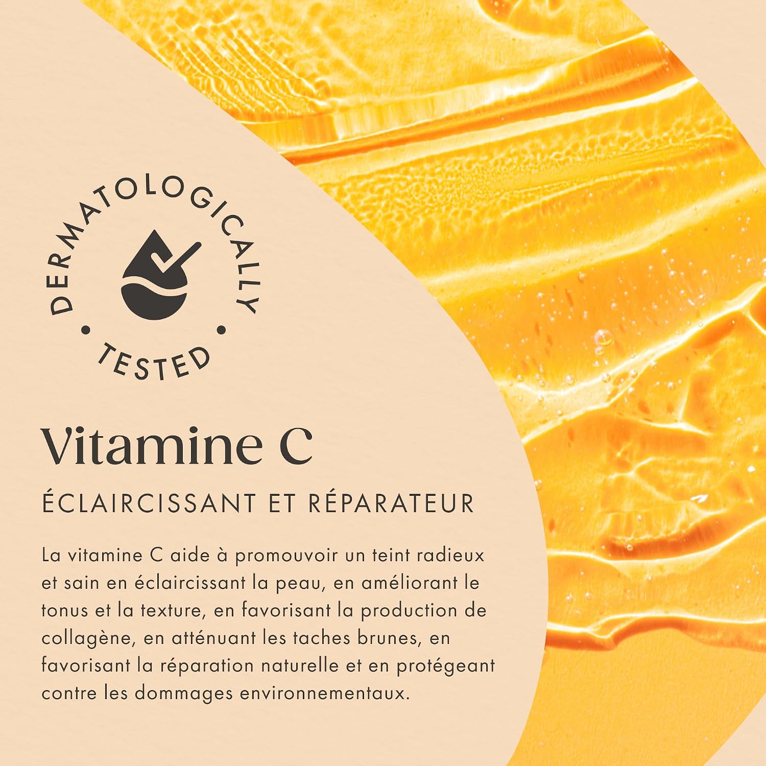 Detalle de Sérum Vitamine C visage 100 ml avec acide hyaluronique, aloe vera bio et vitamine E – Satin Naturel