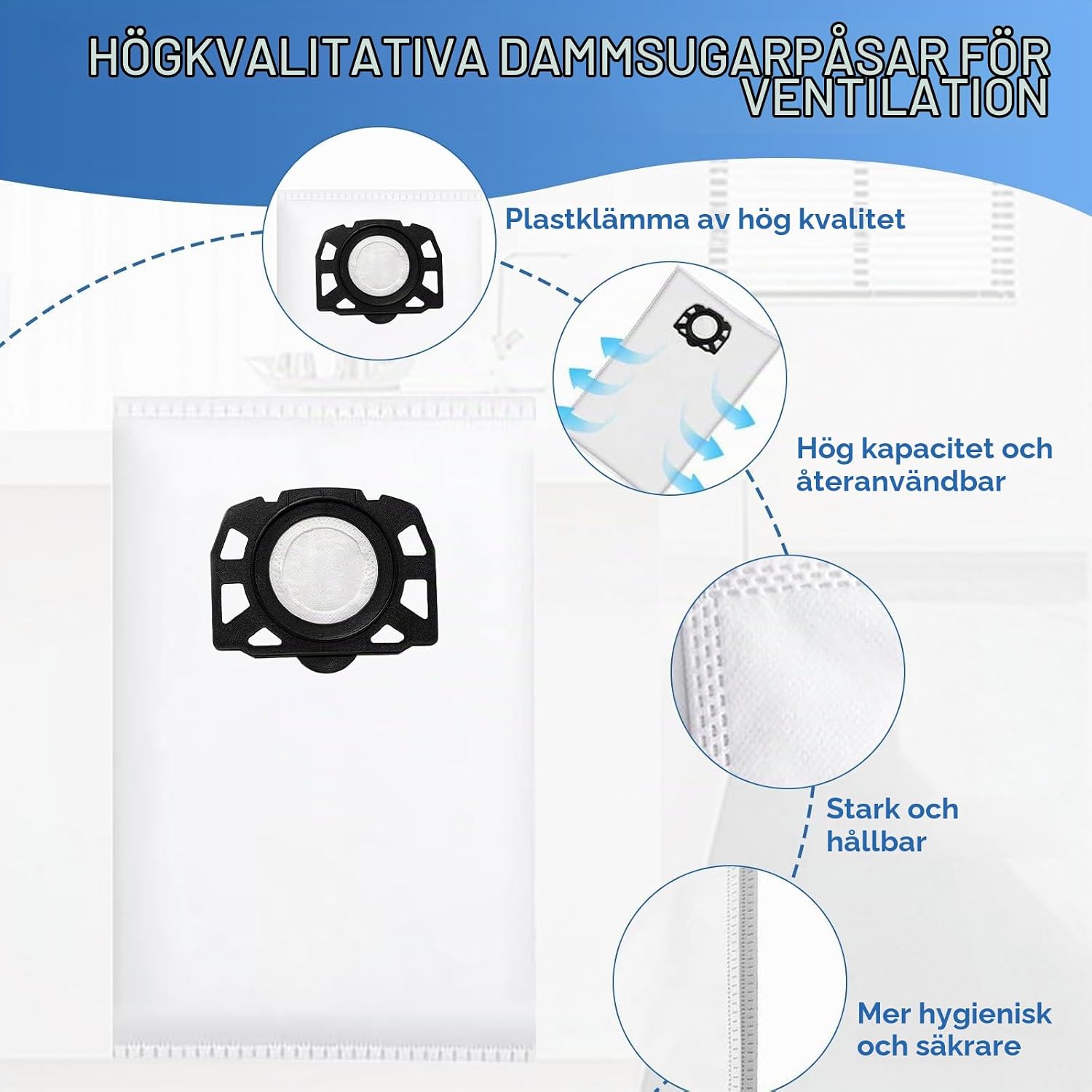 Detalle 2 de Leavans Karcher 357-12 dammsugarpåsar KFI 357, 12-pack i polyester