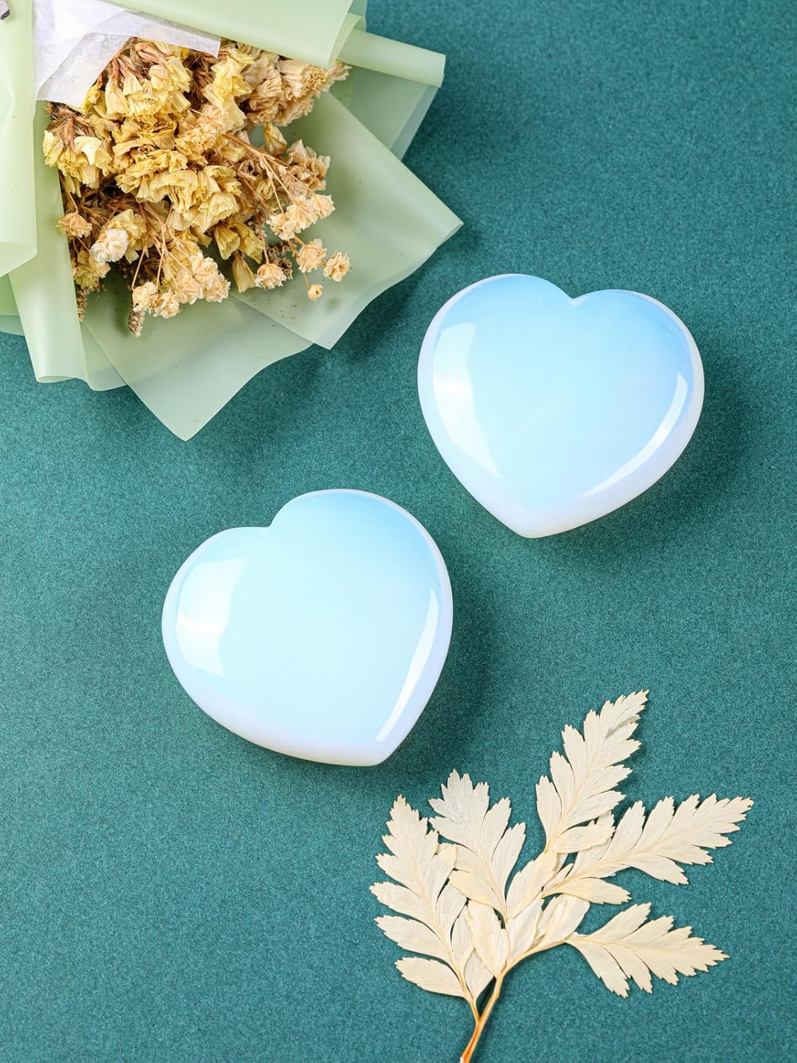 Thumbnail 3 de JSDDE 60mm Synthetic Opalite Heart Crystal – Healing Love Stone for Mindful Jewellery and Gift