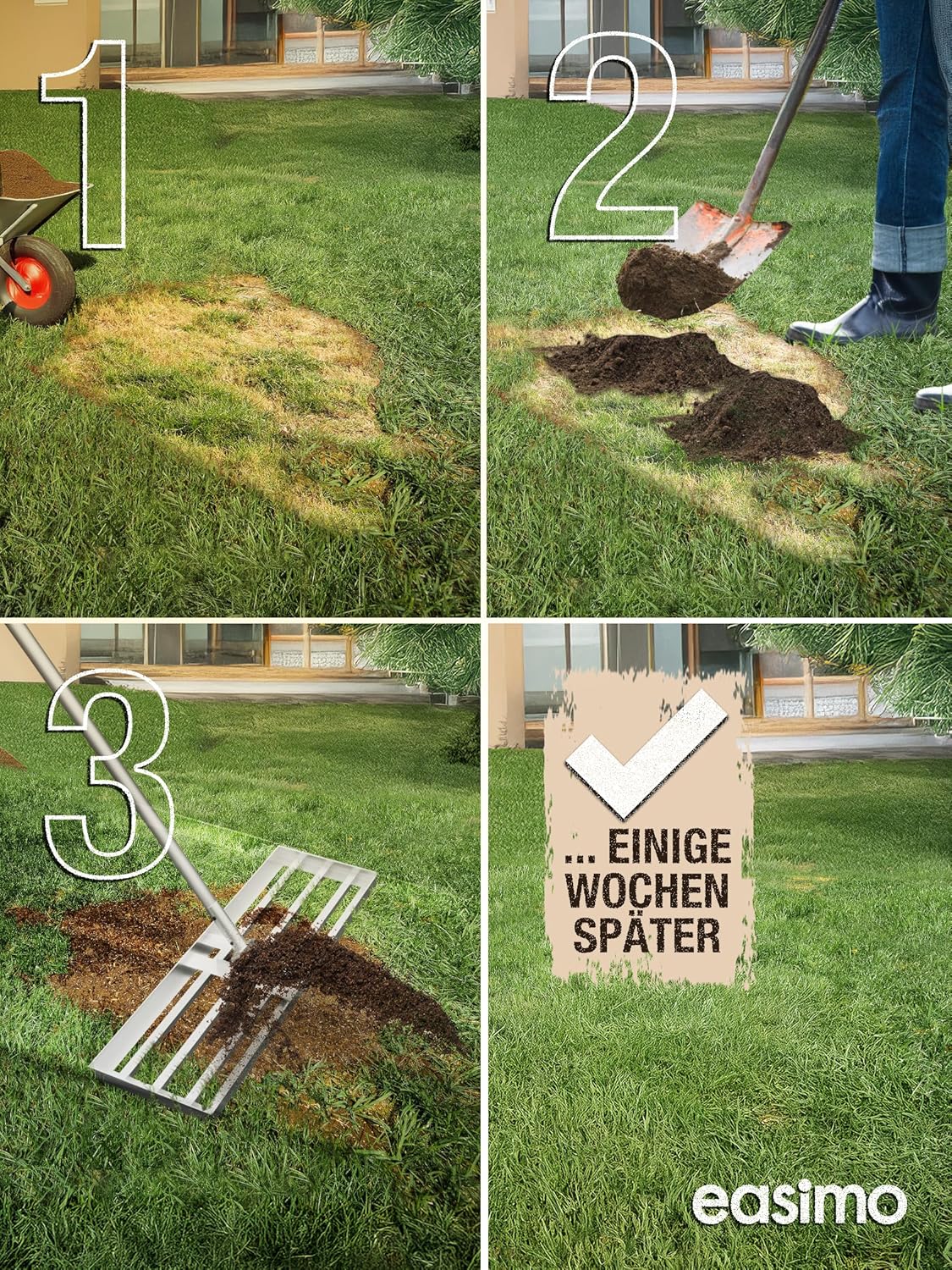 Detalle de easimo Rasen Rakel 80×30 cm – Hochwertige Stahlkonstruktion zur Bodenebenheit und Rasenpflege