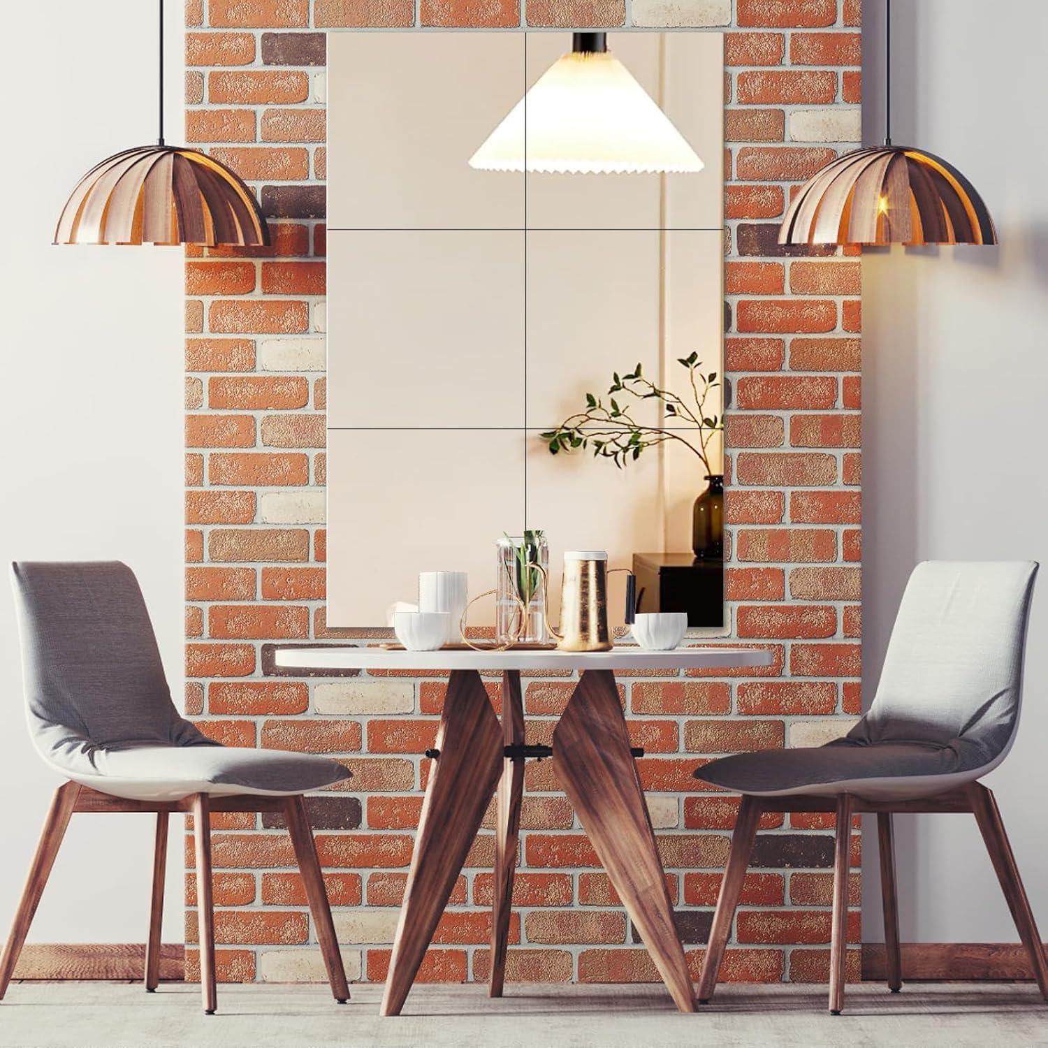 Detalle de Hode 10 Pieces Acrylic Stick on Mirror Tiles (30x30cm, 2mm Thick) – Self-Adhesive, Flexible, Safe Wall Decor