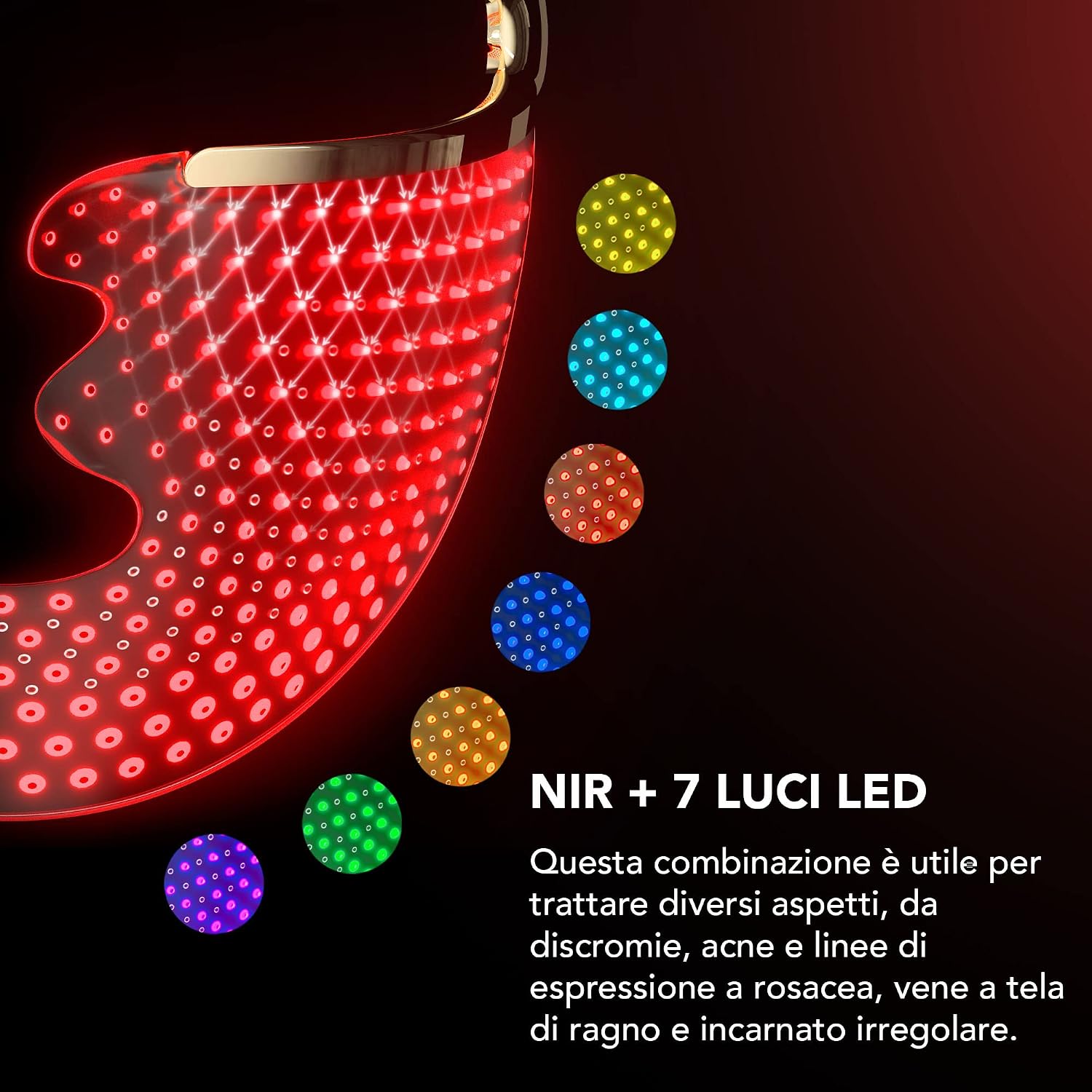 Detalle 2 de FAQ 202 Maschera viso LED wireless con custodia da viaggio – Skincare anti-age