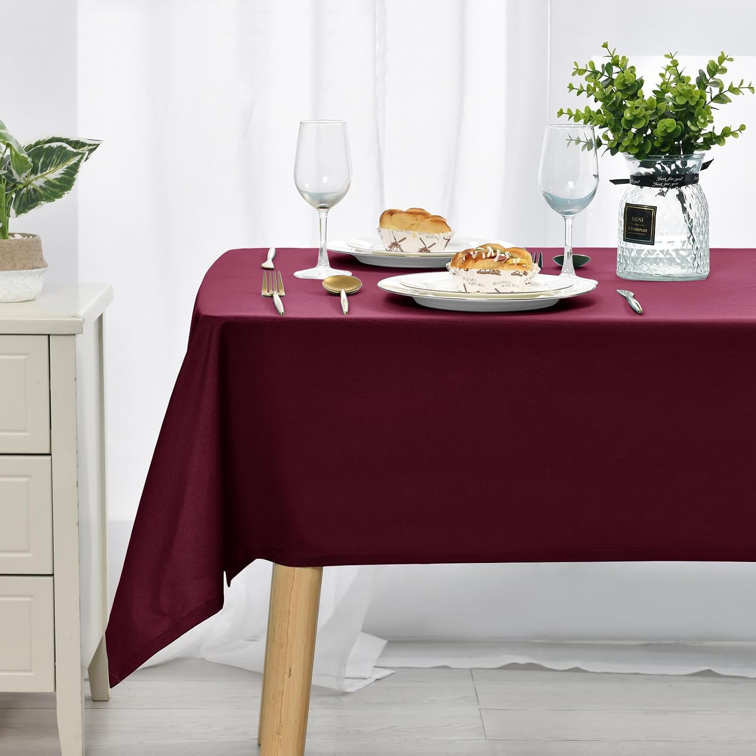 Thumbnail 6 de Nappe extérieure imperméable DWCN Nappe Exterieur 140 x 260 cm - Polyester rouge Bordeaux