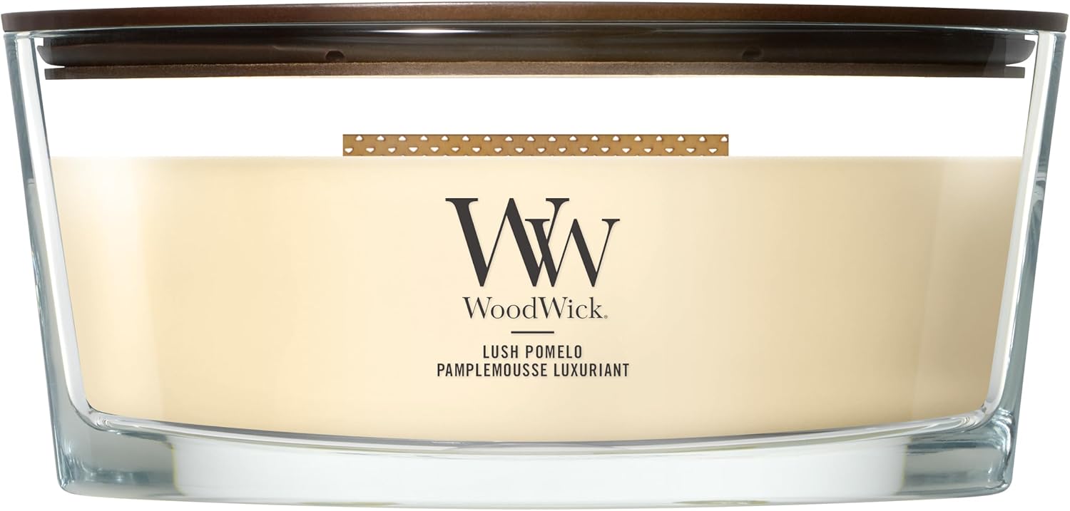 Detalle de WoodWick Bougie parfumée Bougie Ellipse Pamplemousse luxuriant – un cadeau élégant pour femmes