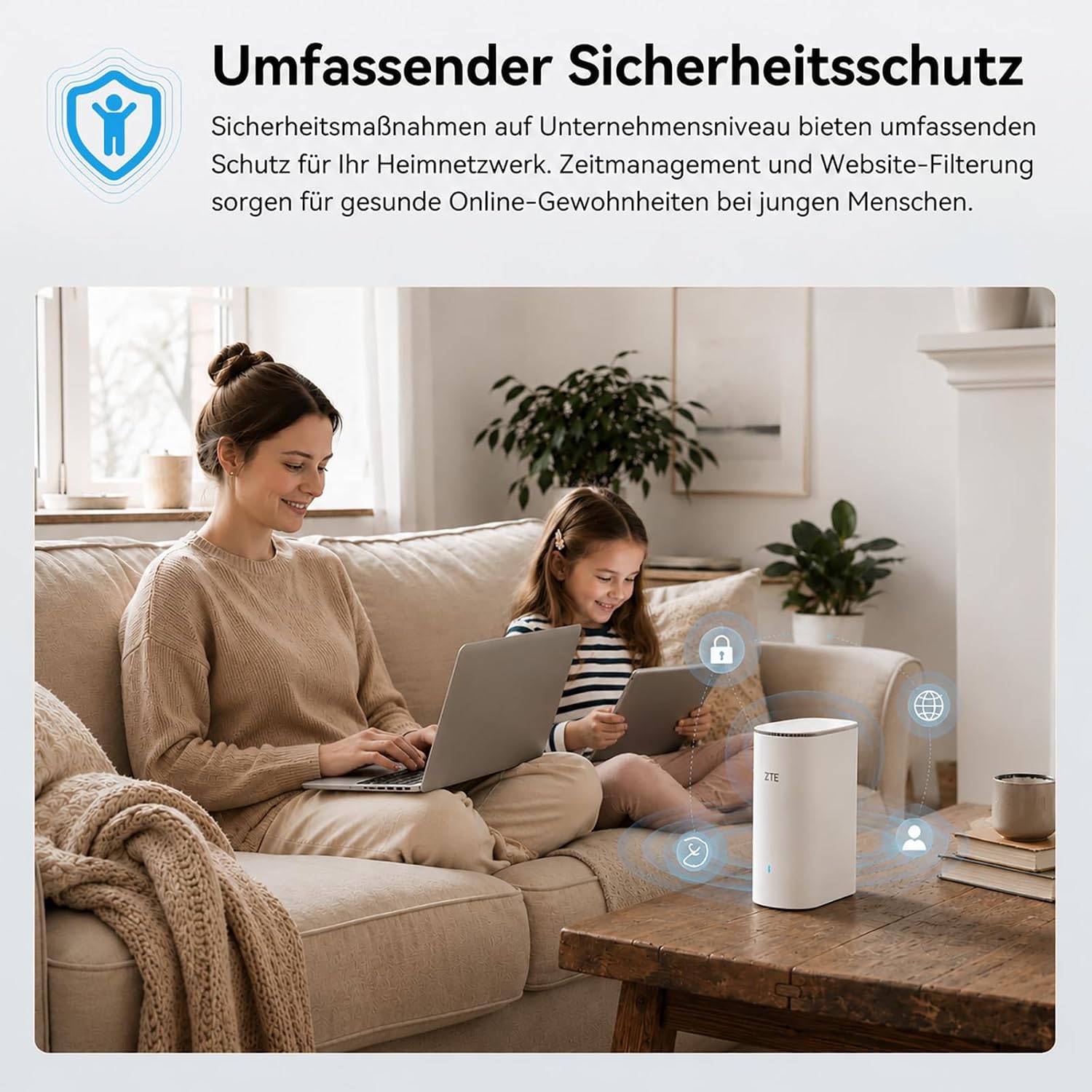 Detalle de ZTE WLAN Router WiFi 6 AX3000 mit EasyMesh – stabile Abdeckung für Homeoffice und Streaming