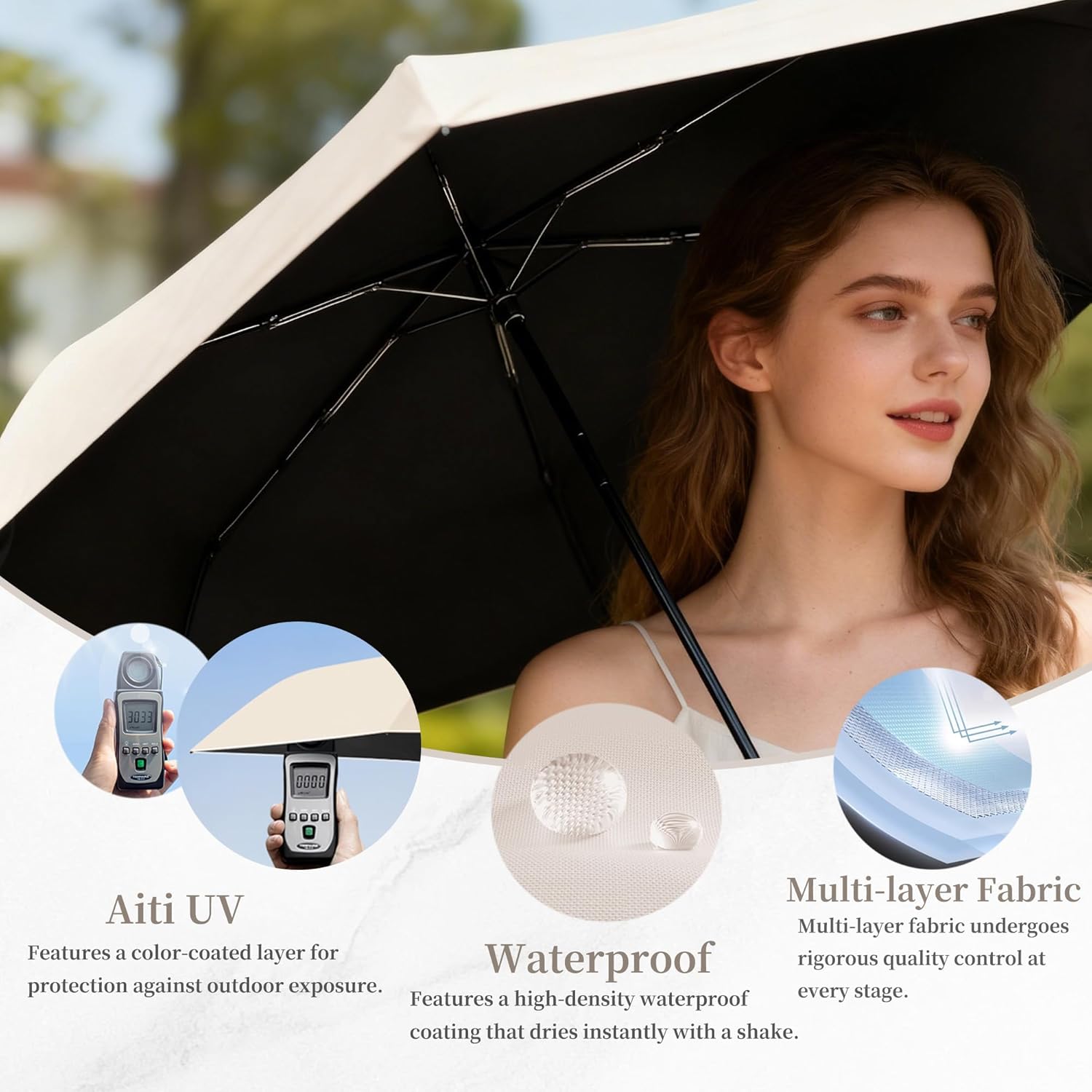 Thumbnail 5 de erised's bifrost Reise Kompakt faltender Ultralight Regenschirm mit UPF 50+ (6 Rippen, Teflon-Beschichtung)