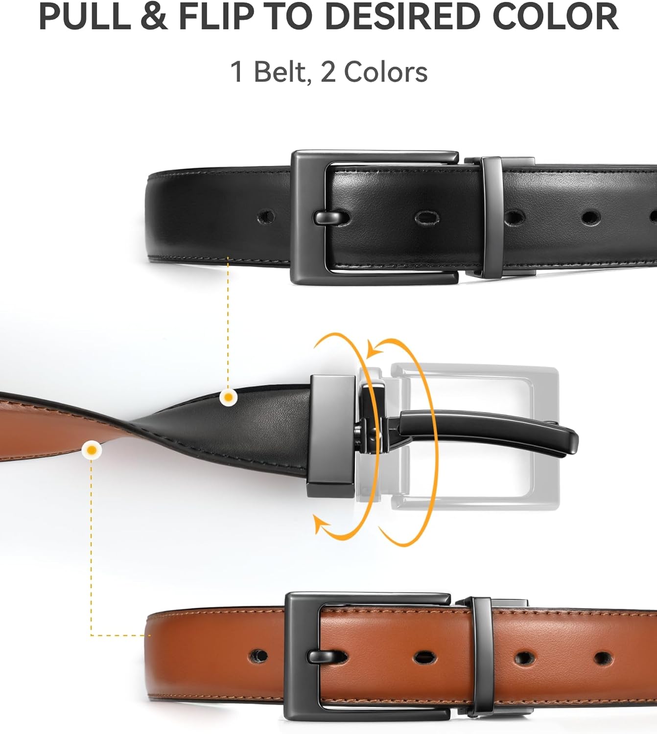 Detalle 2 de CHAOREN Reversible Leather Dress Belt 1.25" ๐