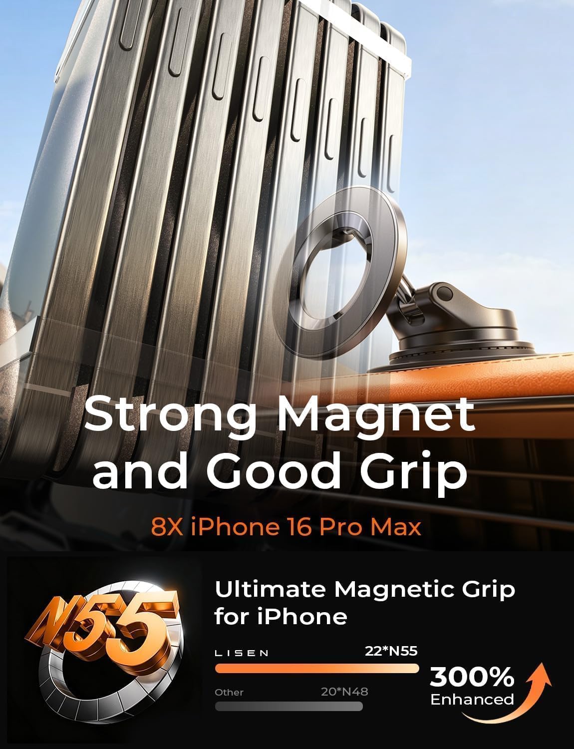 Detalle 2 de LISEN Car Phone Mount with 20 Magnets