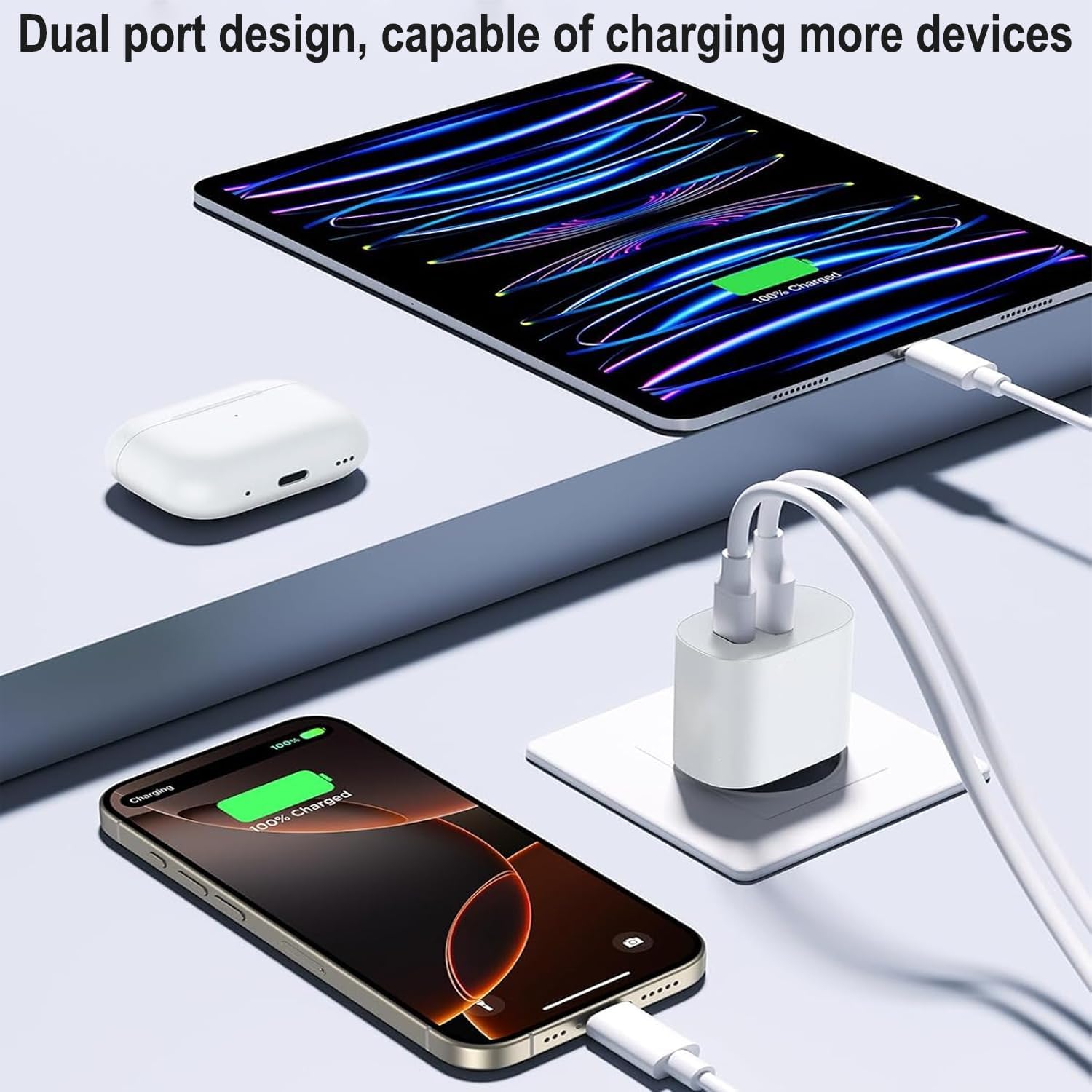 Thumbnail 6 de 2er Pack USB-C Ladegerät 25W mit 2 Ports – Schnellladen 1x USB-C 25W + 1x USB-A 15W, inkl. Kabel 2 m