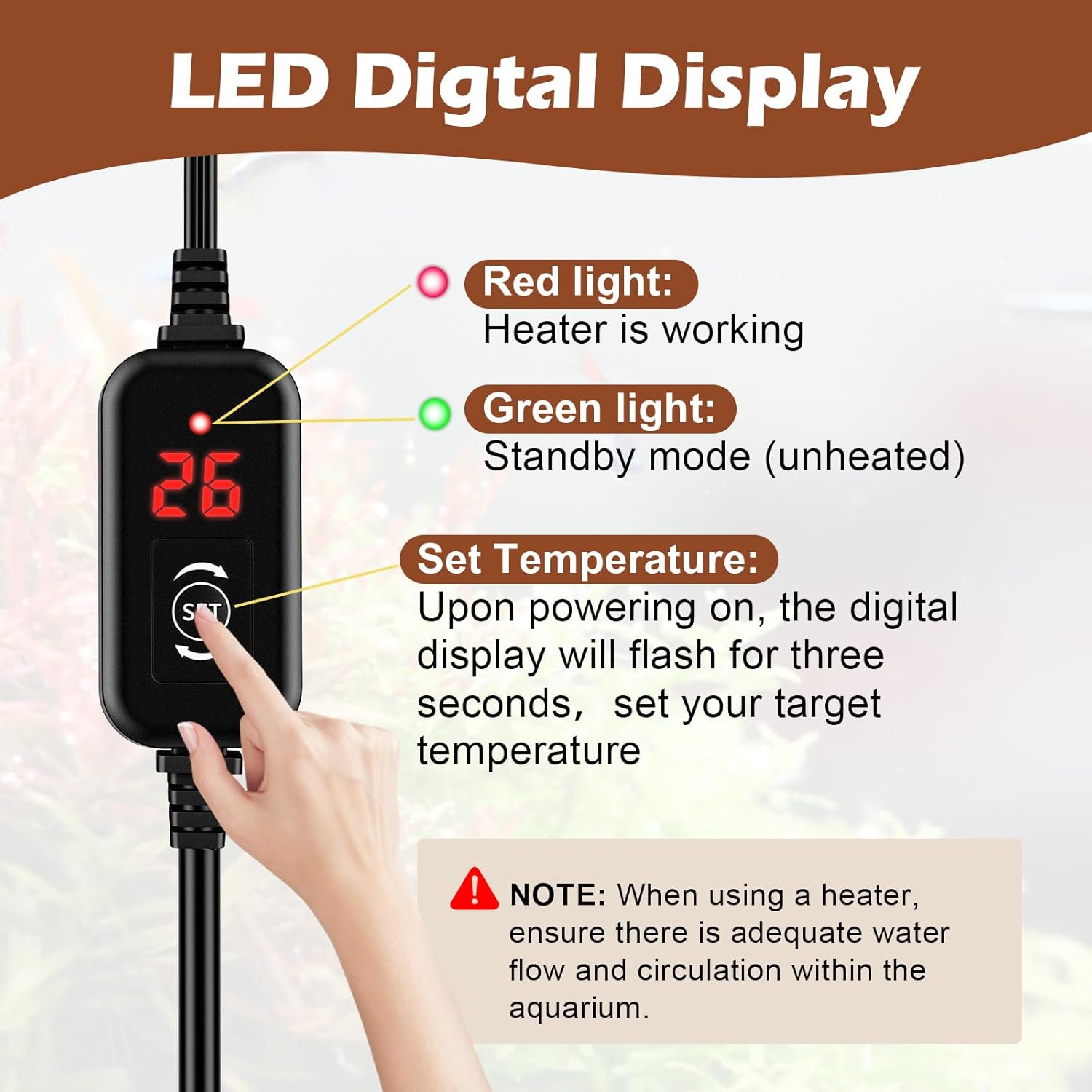 Thumbnail 2 de hygger 300W Submersible Aquarium Heater for 152–302L Tanks