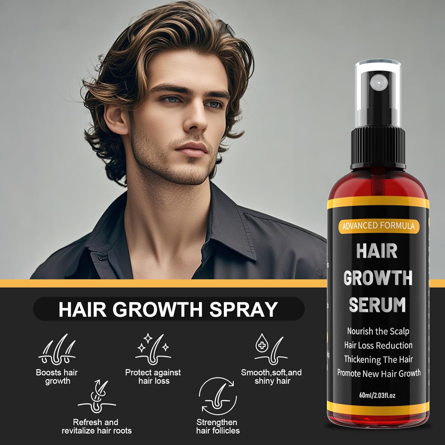 Detalle de Haarwachstumsserum Spray für Männer &, Frauen – sanftes, nicht fettendes Haaröl mit Biotin und Rosmarin (60 ml)