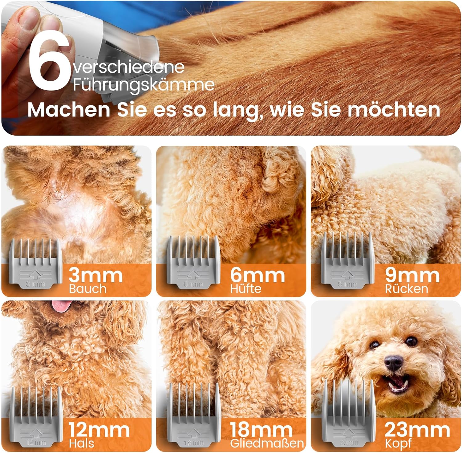 Detalle de oneisall Hundeschermaschine mit Staubsauger – 12.000 Pa Saugkraft, 7 Pflege-Tools