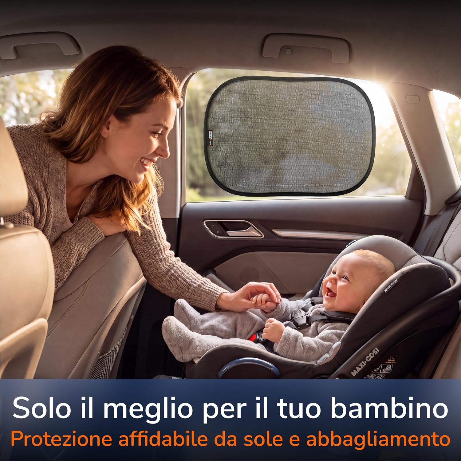 Detalle 2 de Upgrade4cars 2 x Parasole Auto per Bambini con Protezione UV – Pellicola Sottile Autoadesiva per Finestrini Laterali