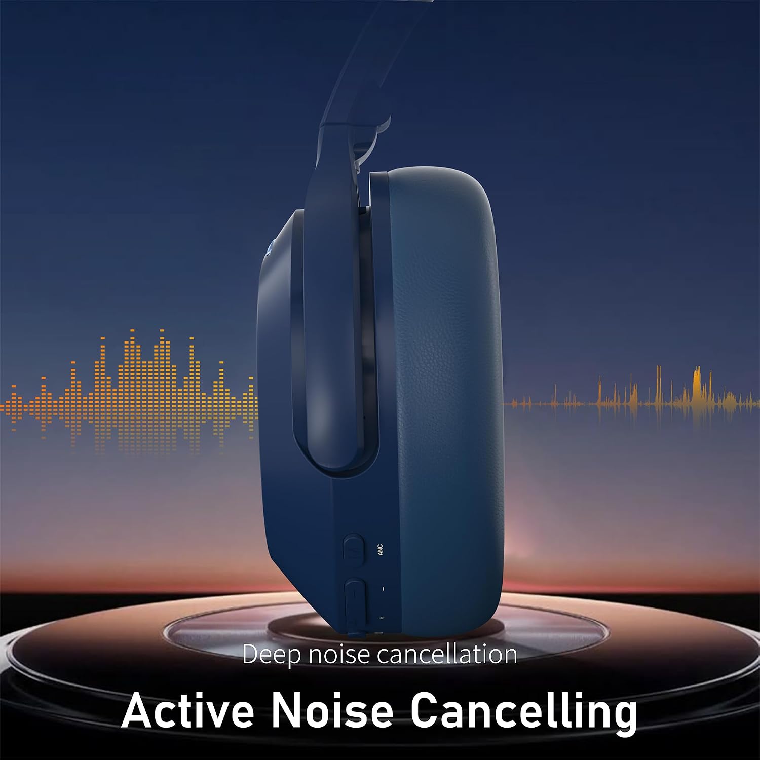Detalle de Rebocico Active Noise Cancelling Wireless Over-Ear Headphones (ANC, Bluetooth 5.3, mic) with up to 120H playtime