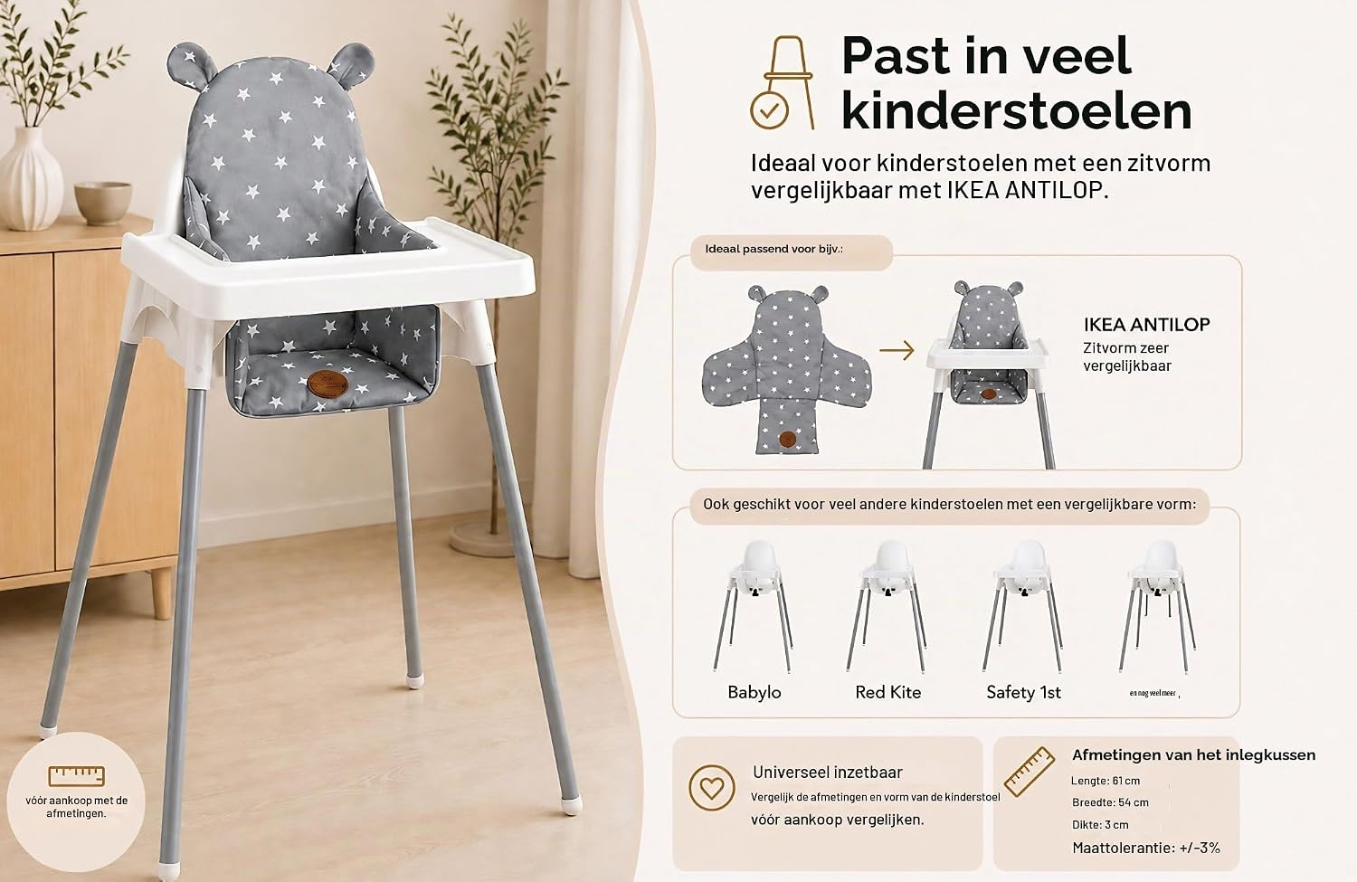 Detalle 1 de Totsy Baby Melkweg zitkussen voor kinderstoel, opvouwbaar en waterafstotend