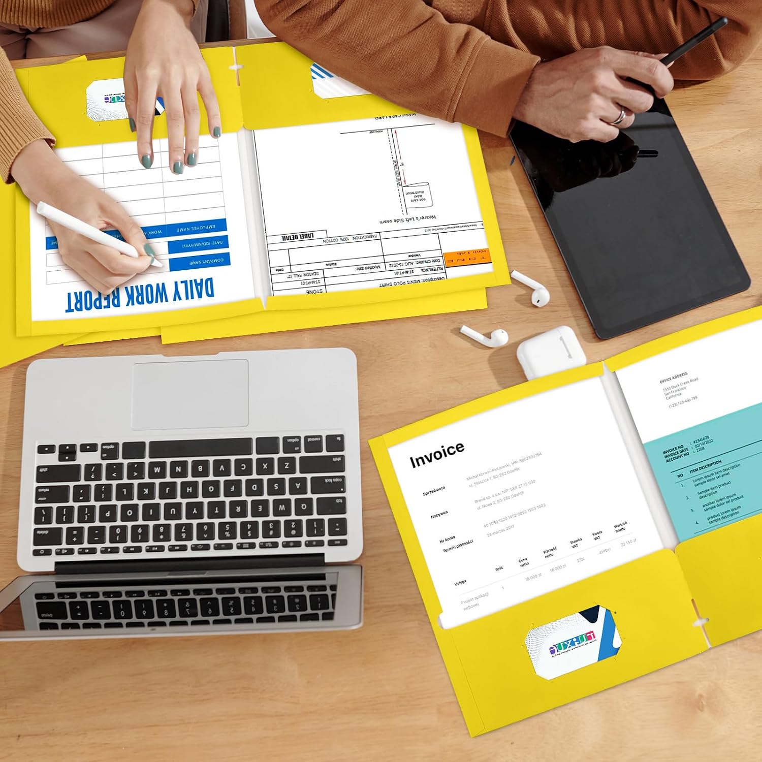 Thumbnail 4 de BIBRADAA WJJ25N-5 Yellow File Folders, 50-Pack, Two Pockets, Waterproof Surface