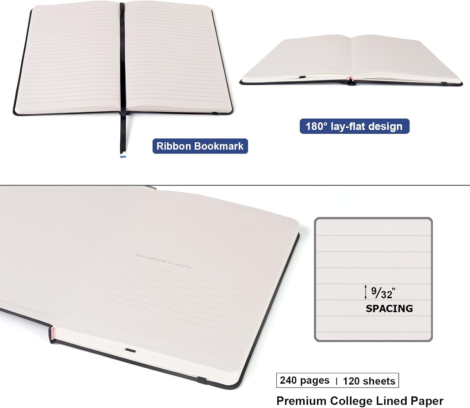 Detalle de Comix A5 Lined Journal Notebook 6 Pack — 240 Pages per Notebook