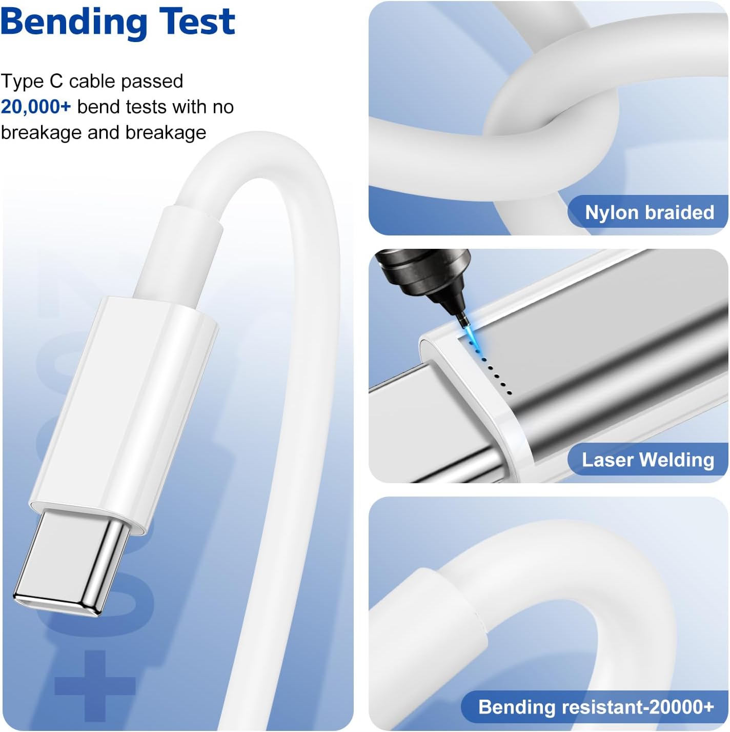Thumbnail 2 de 240W Long USB-C to USB-C Fast Charger Cable (10ft) for MacBook, iPad, iPhone, and Galaxy