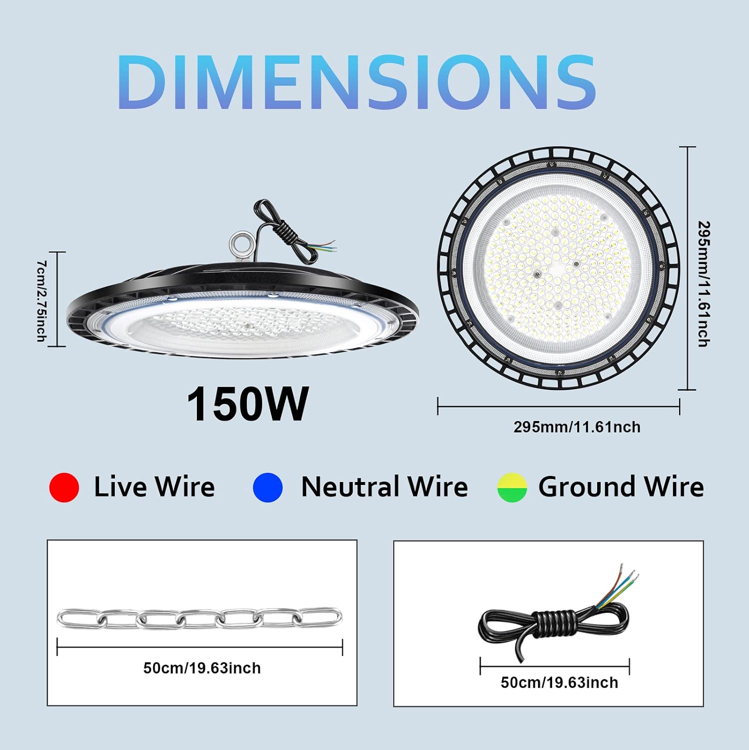 Thumbnail 5 de ZXICH UFO LED High Bay Light, 150W, 22,500 lm, IP65, 4 Pack