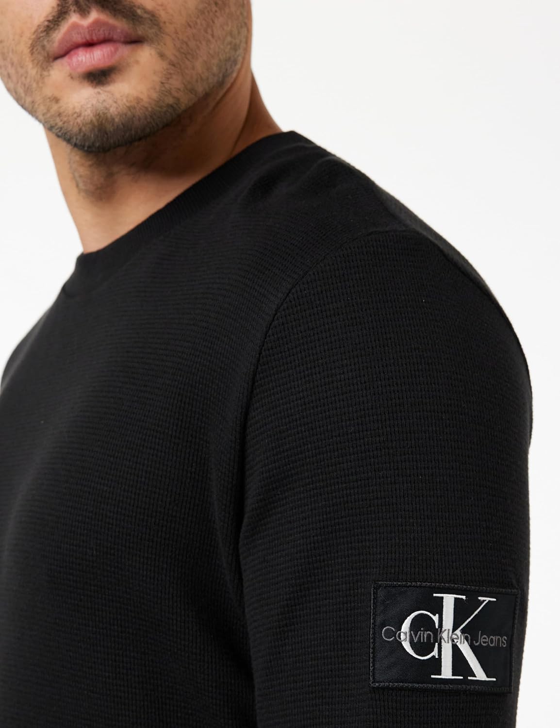 Detalle 2 de Calvin Klein Jeans Maglietta Maniche Lunghe Uomo Badge Waffle LS Tee Basic