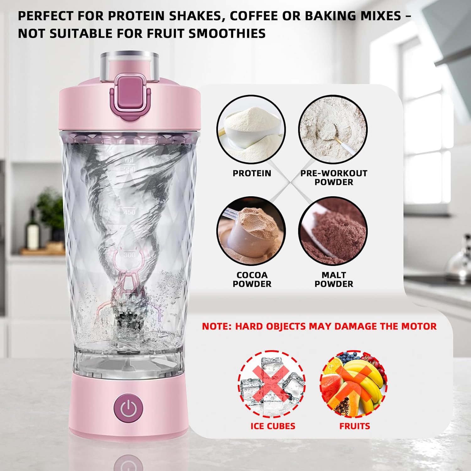 Thumbnail 6 de Electric Protein Shaker Bottle 550ml Pink 🧪