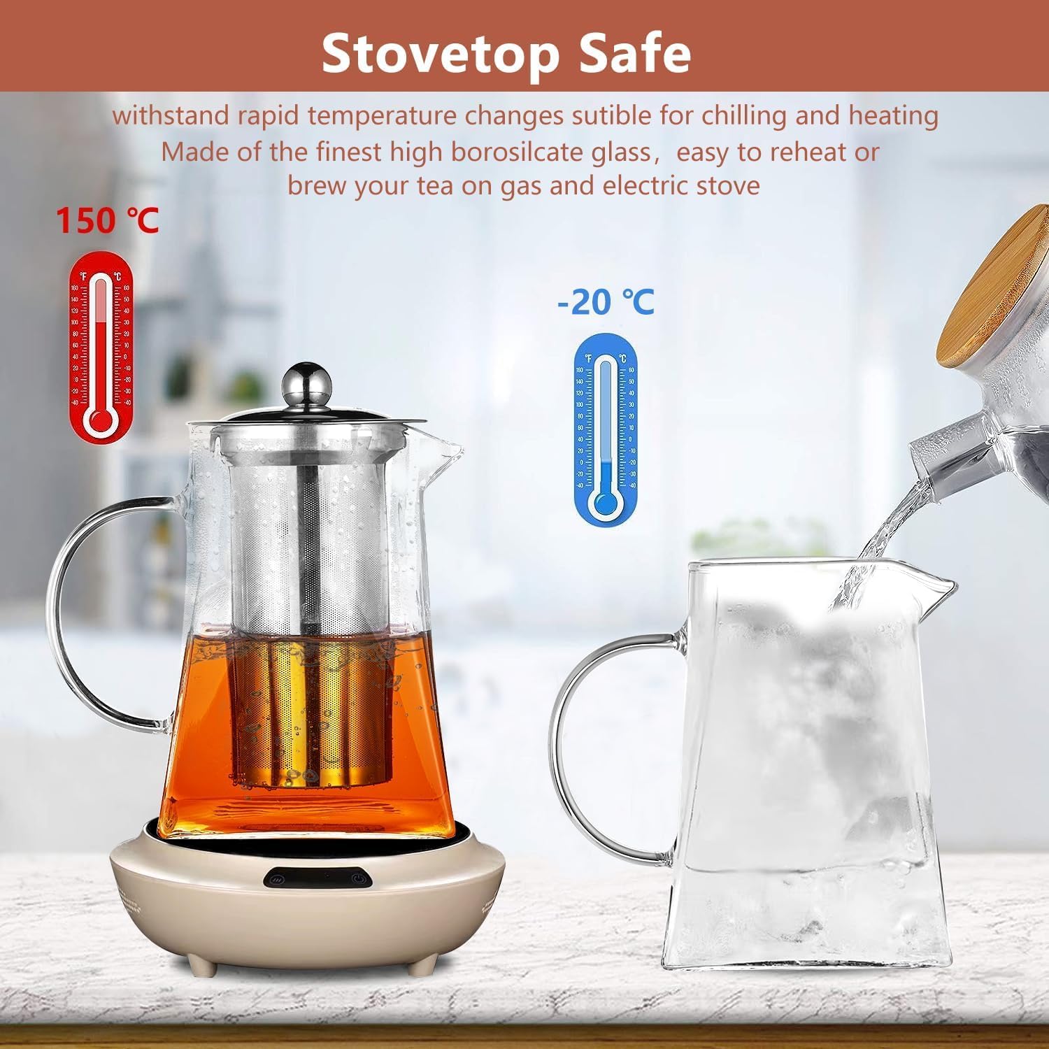 Detalle de PluieSoleil Square glass teapot 750 ml