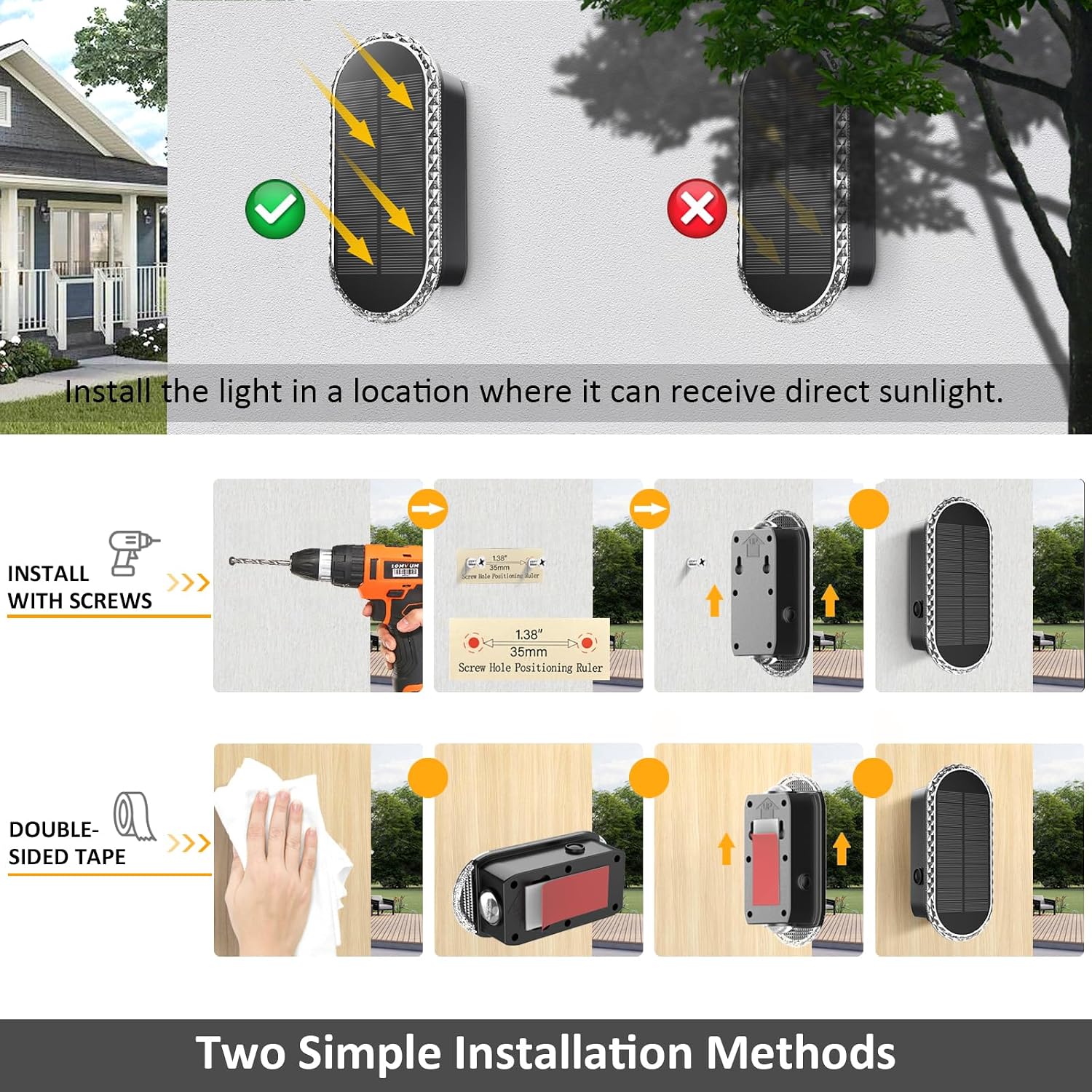 Detalle 2 de LIANGLOME Solar Fence Lights, 8-Pack