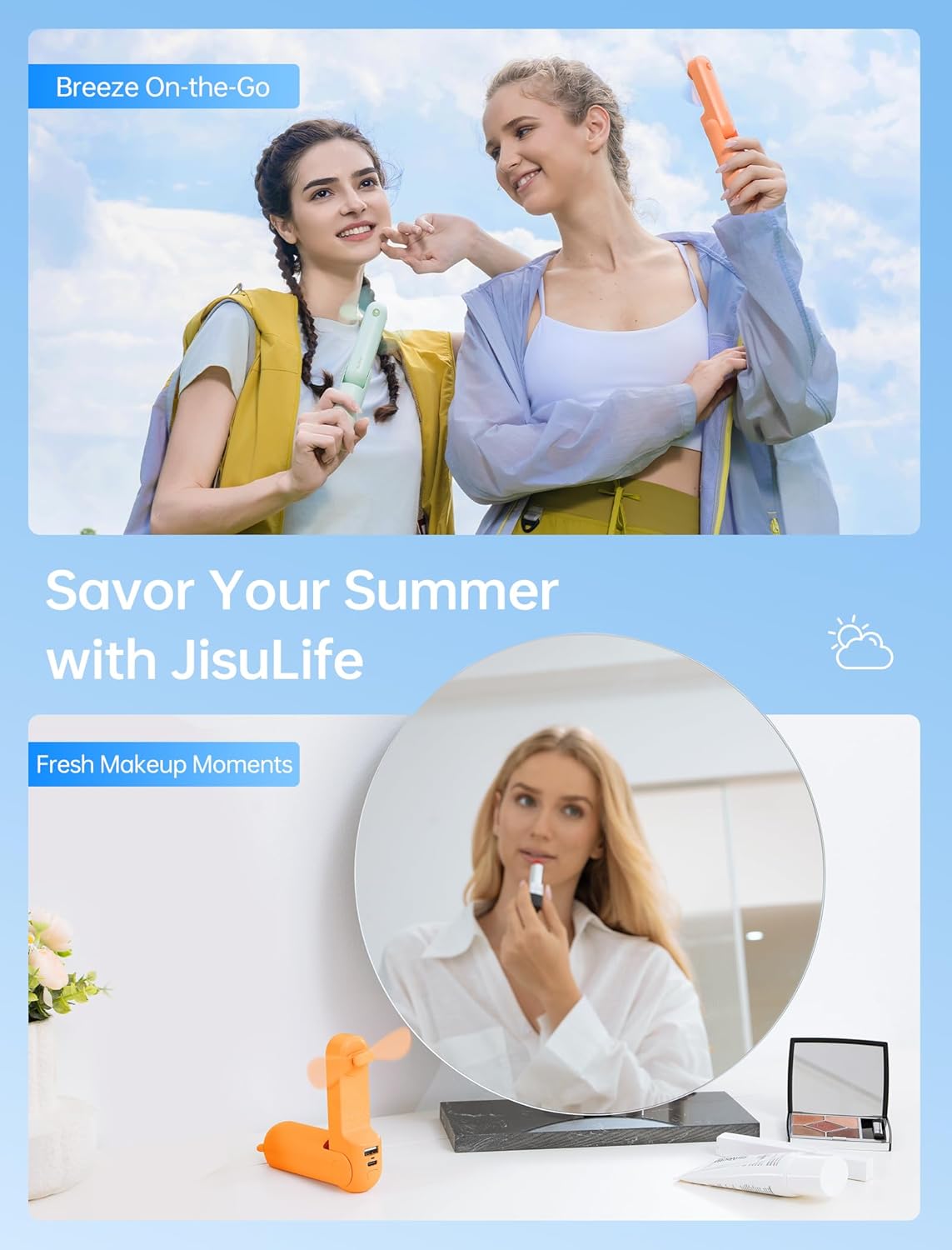 Thumbnail 5 de JISULIFE 3-in-1 Mini-Handventilator – kompakter Ventilator, Powerbank und Taschenlampe