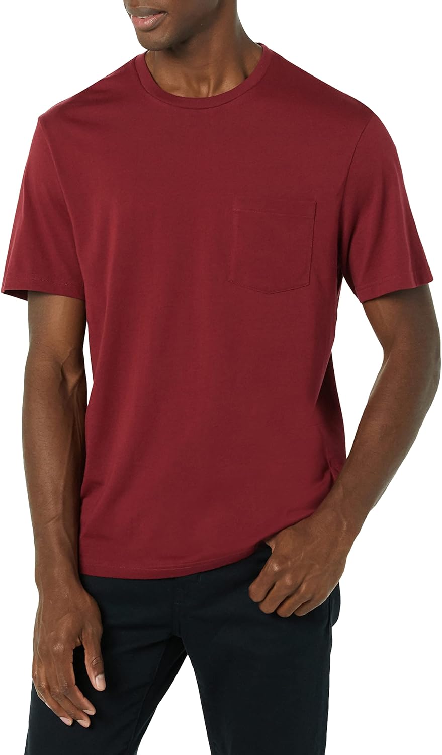 Detalle de Amazon Essentials Men's T-Shirt Slim-Fit Short-Sleeved Crewneck Pocket, Pack of 2