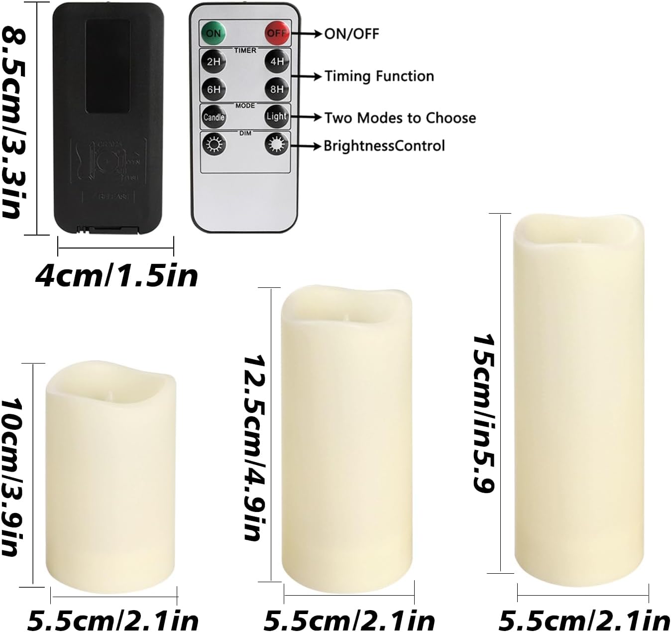 Detalle de CAKETYCG REZER23 LED Candle Set, 36 Pieces in 3 Sizes with Remote Control