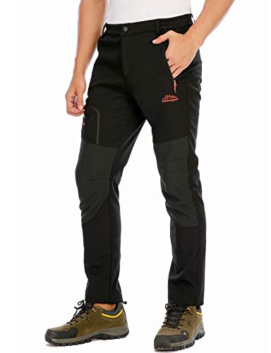 Detalle de DAFENP pantalón de trekking softshell para hombre, negro, talla M y forro polar