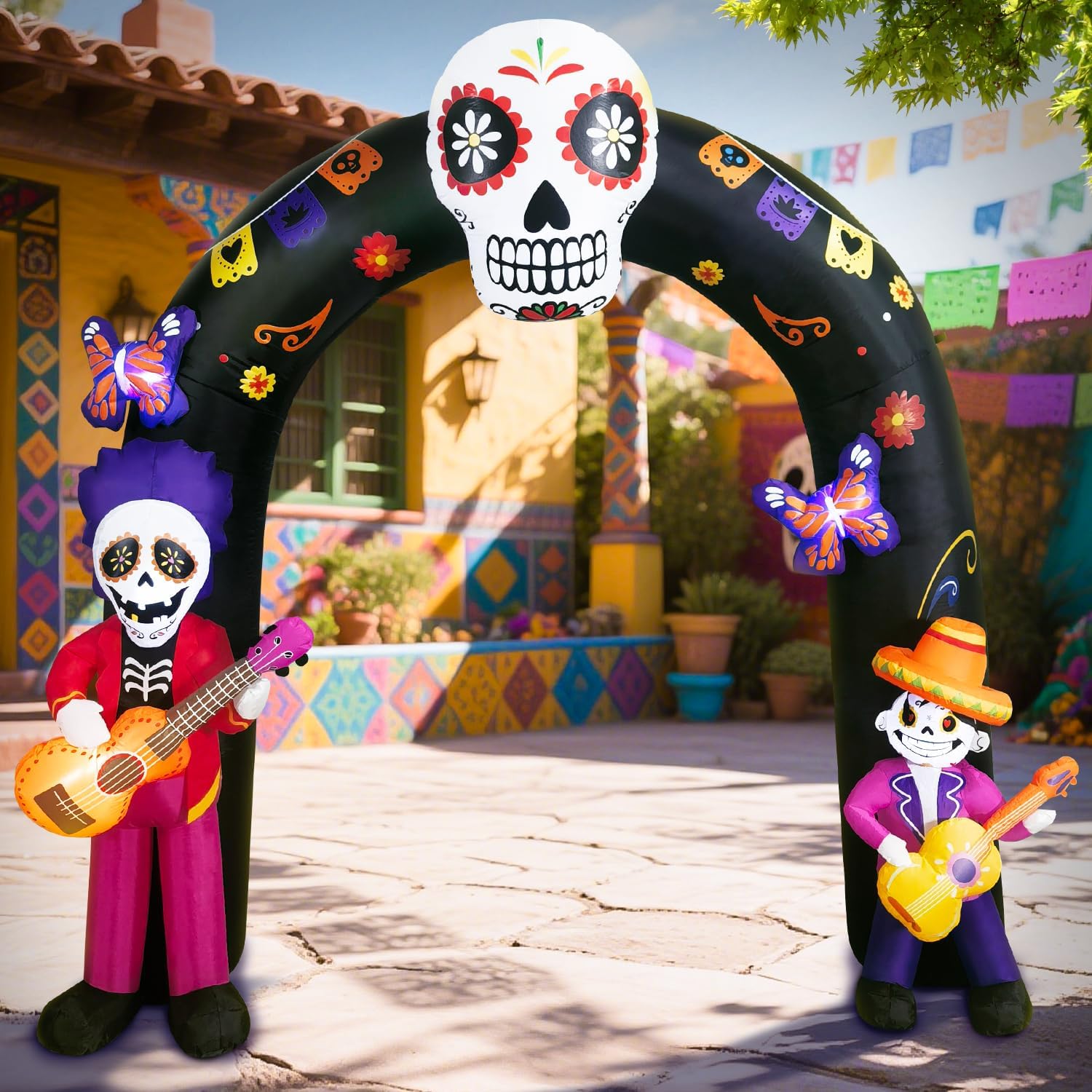Detalle 2 de DomKom K1455 8-Foot Day of the Dead Inflatable Arch with LED Lights