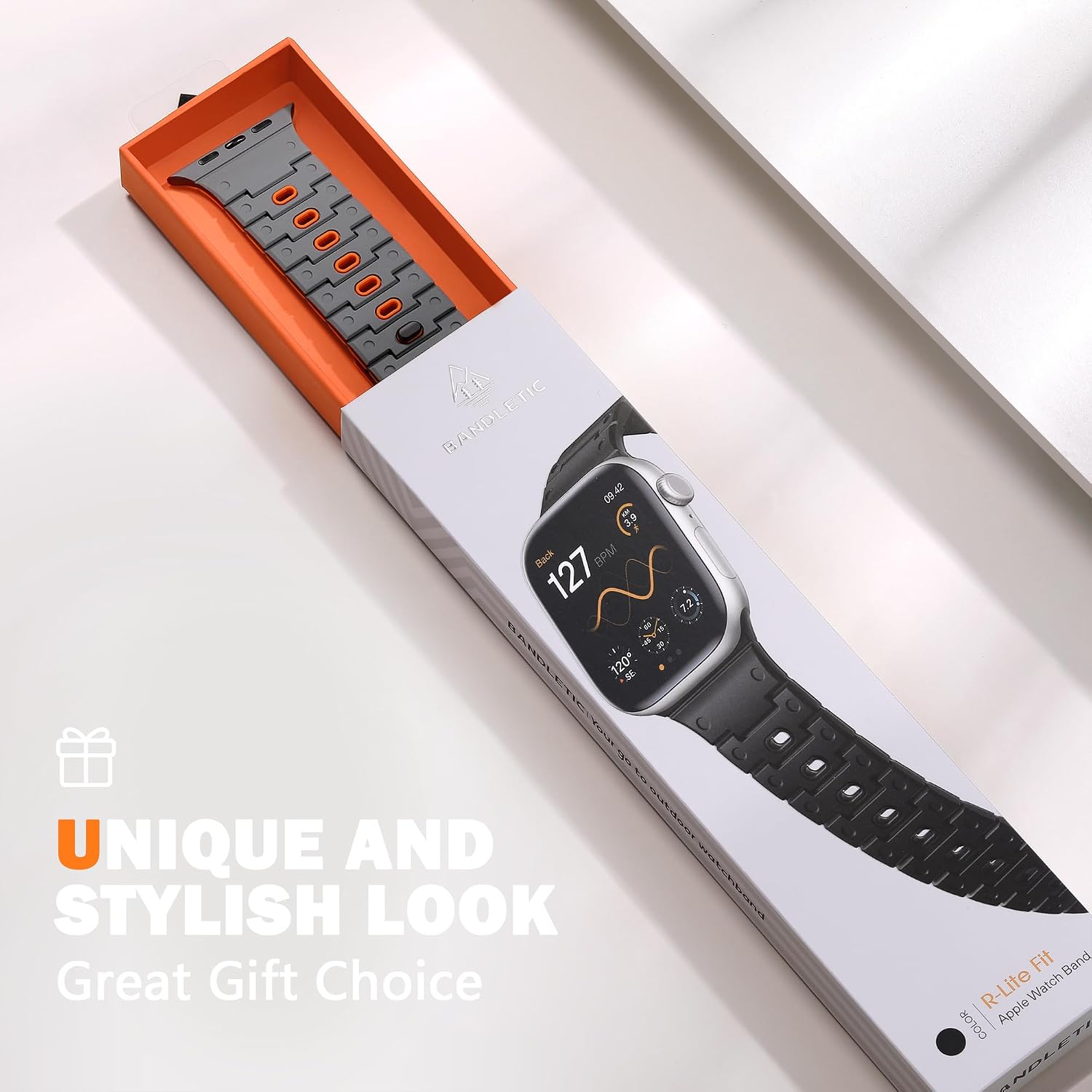 Thumbnail 5 de Bandletic Magnetic Straps for Apple Watch: Soft Silicone, 38–42mm, Grey/Orange