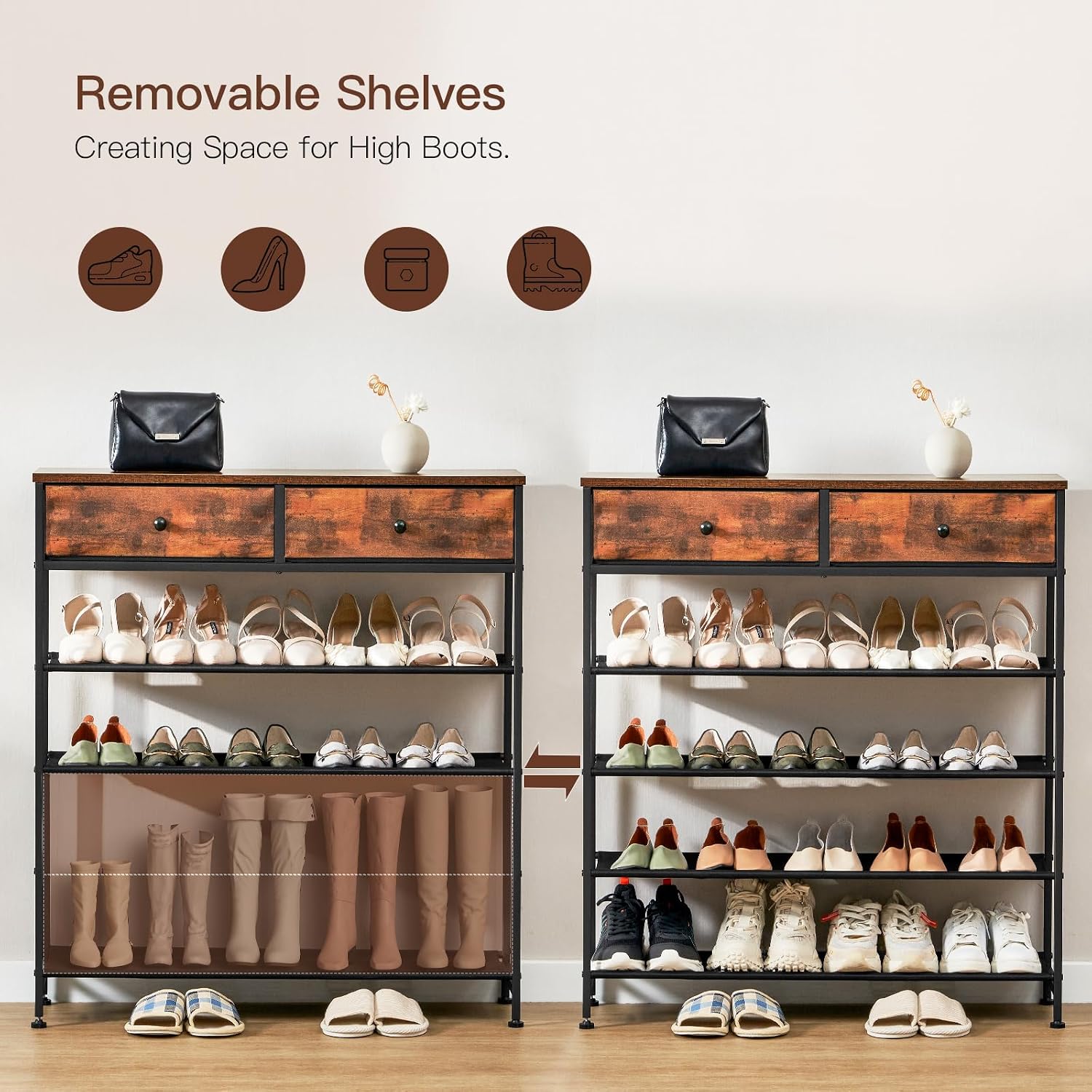 Thumbnail 4 de usikey Shoe Rack 5-Tier Shoe Organizer for 20 Pairs