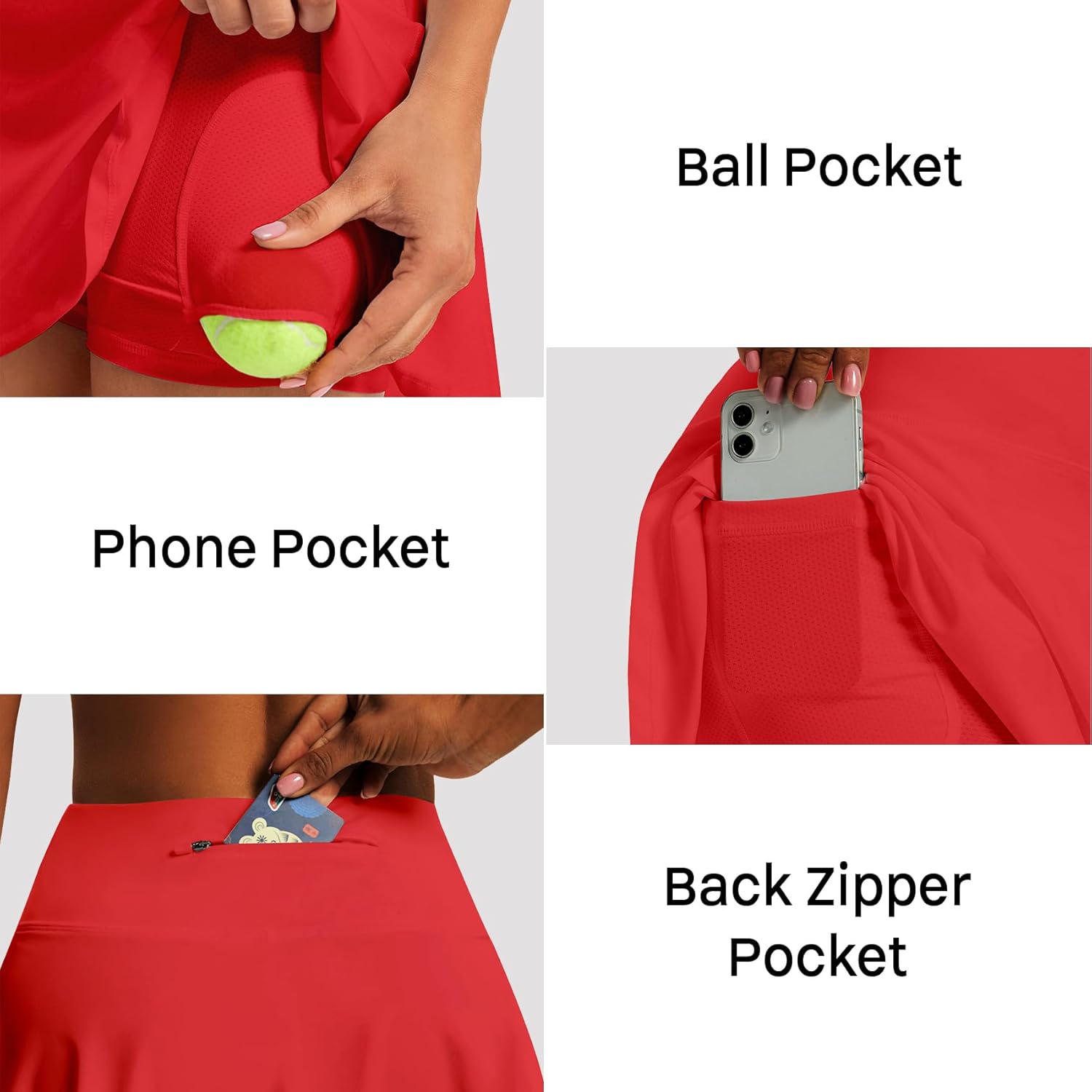 Detalle de LXNMGO Women's High Waist Pleated Tennis Skirt with 4 Pockets — Lightweight Skort for Running, Golf, and More