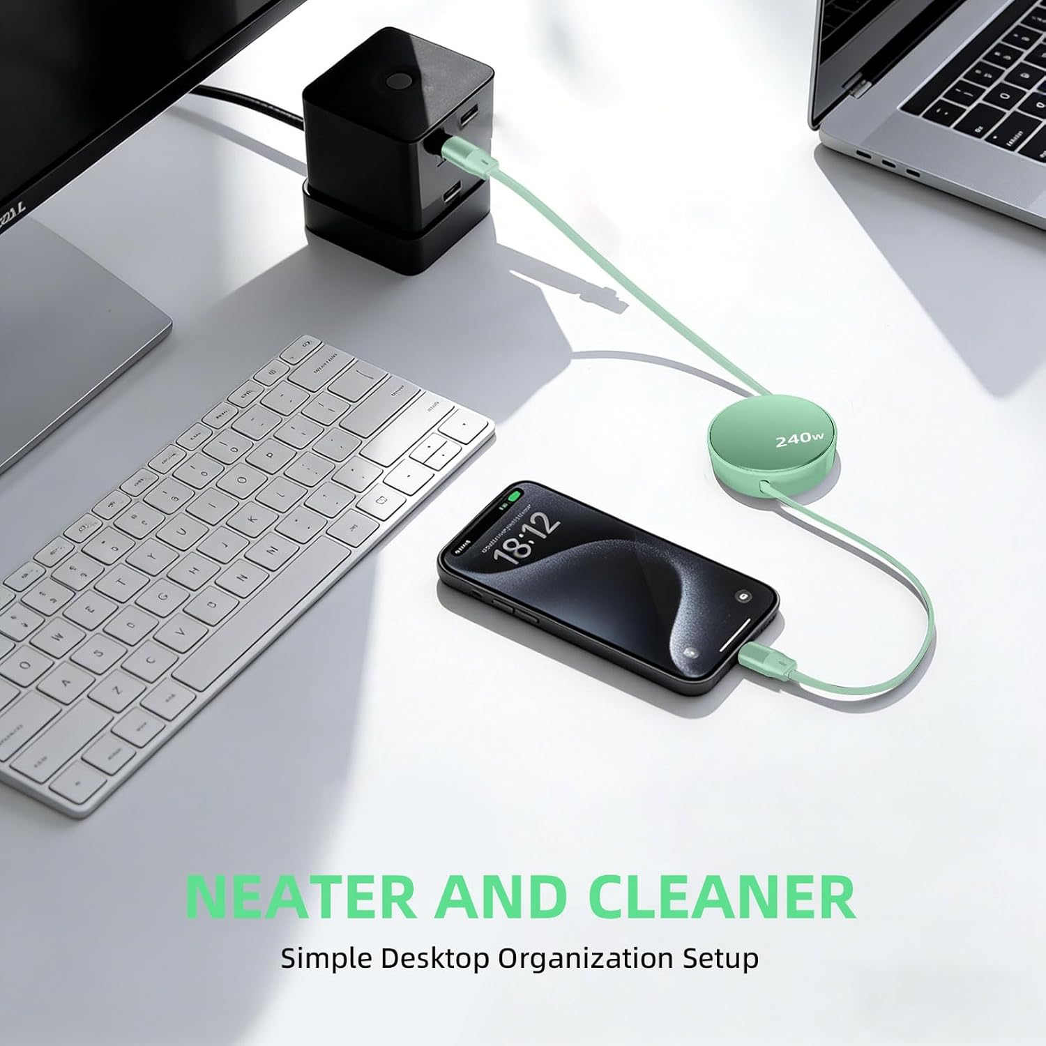 Thumbnail 1 de Diyuna 240W Retractable USB-C to USB-C Cable — Fast Charge and Tangle-Free Power on the Go