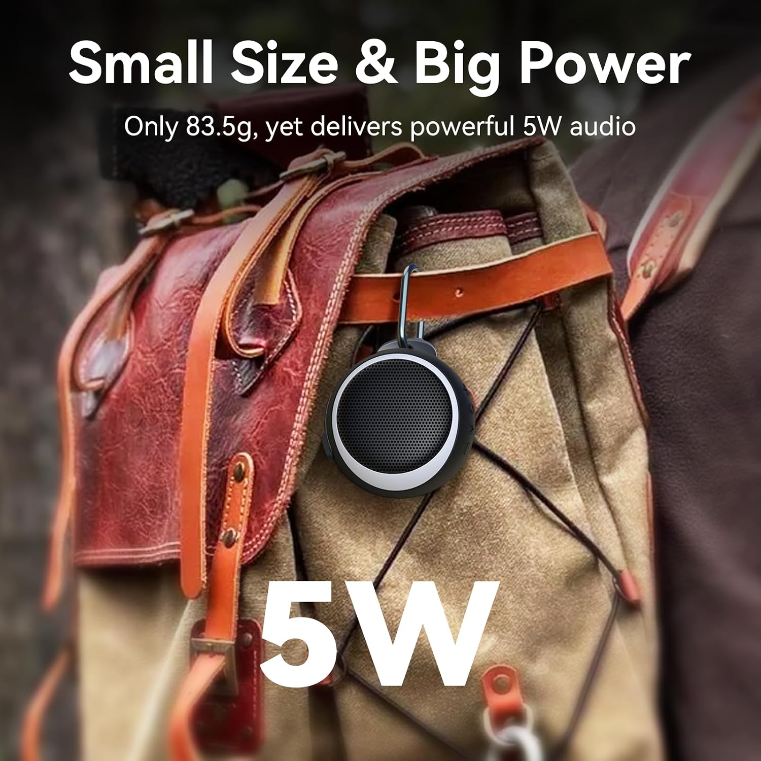 Detalle de ANCwear Portable Bluetooth Speaker – 23.5H Playtime, IPX6 Waterproof with LED Light and 5W Sound