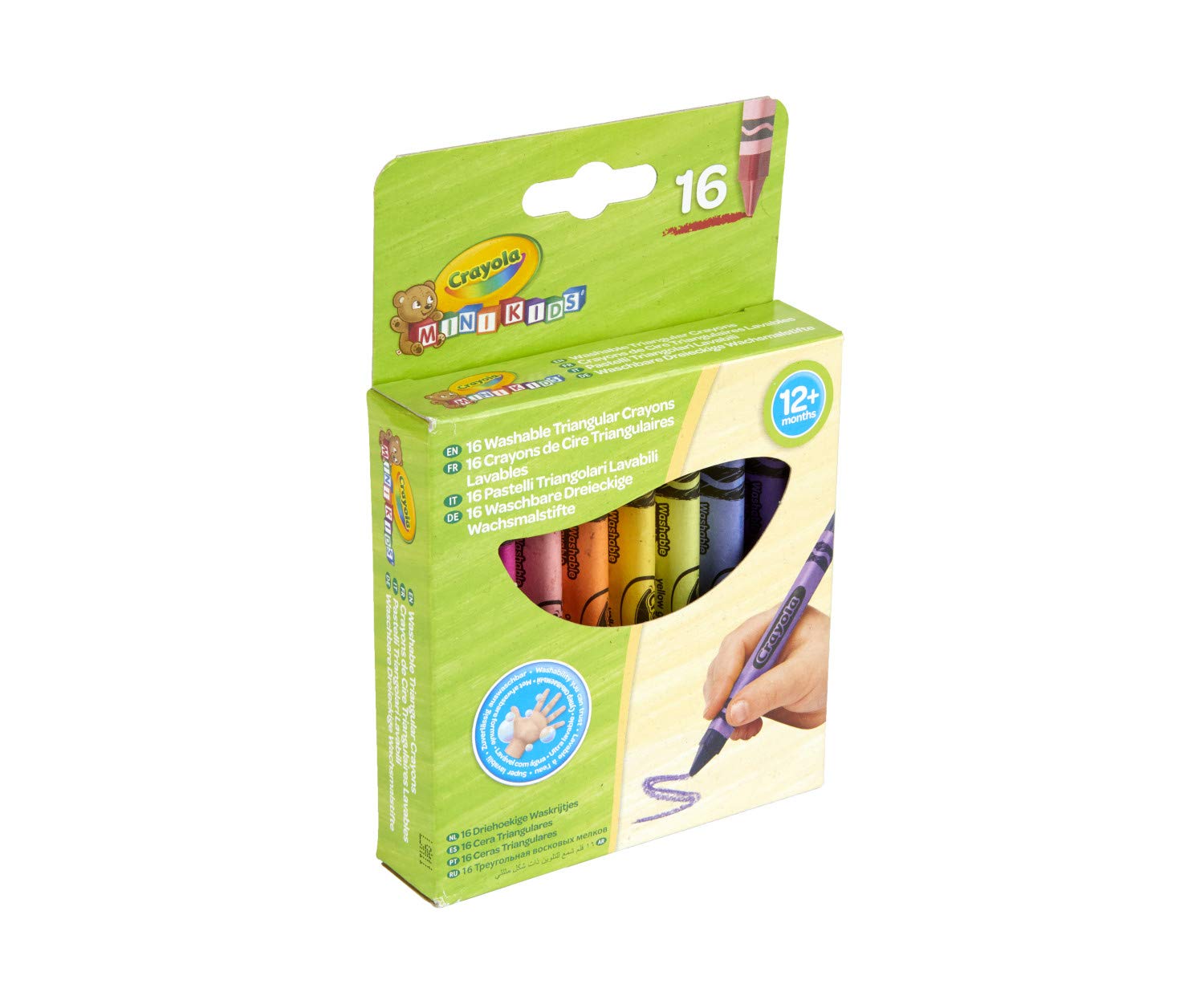 Detalle 2 de Crayola Mini Kids Triangle Crayons, 16 Pieces, 16 Shades, 12+ Months