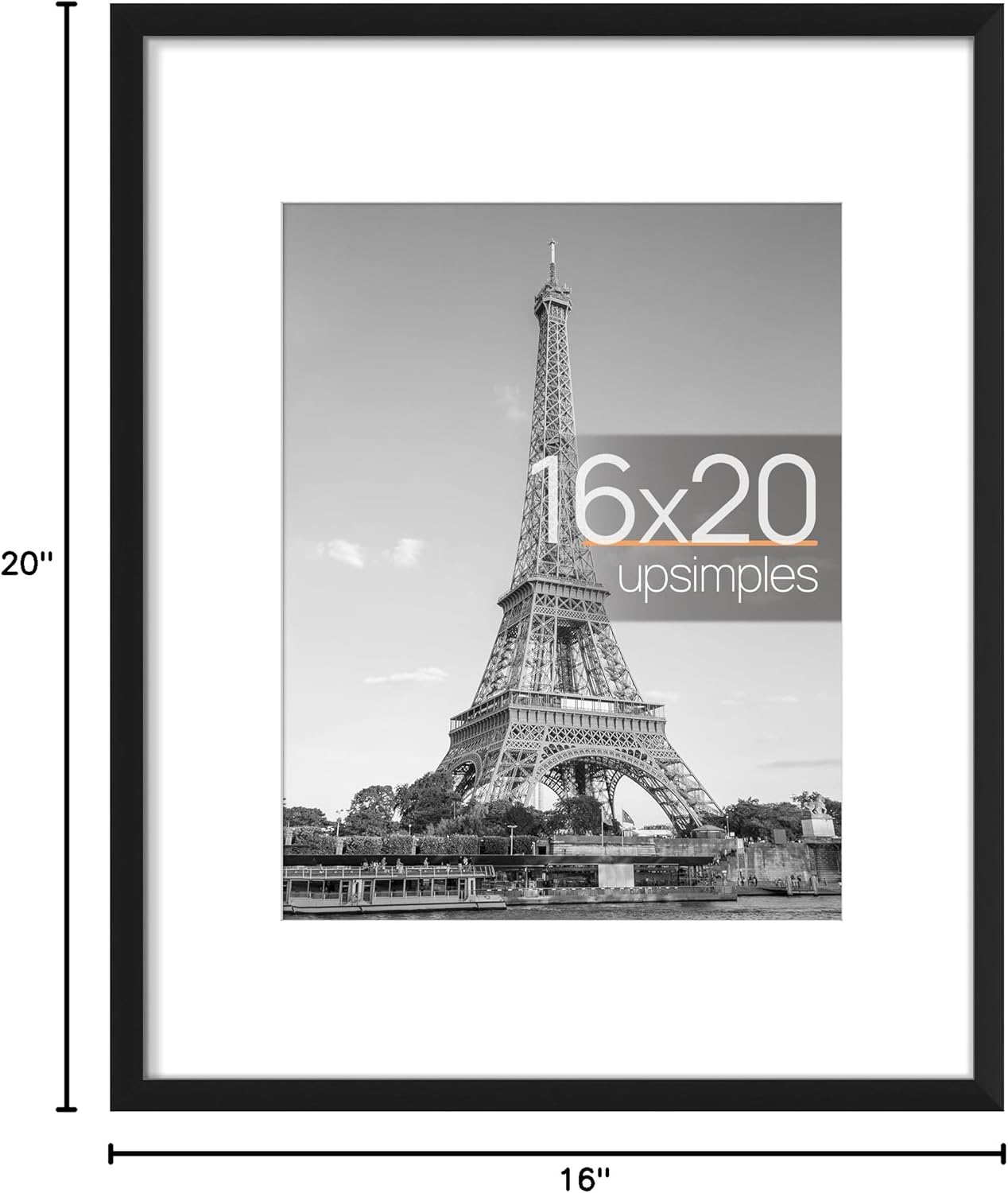 Thumbnail 6 de Upsimples 16x20 Picture Frame for 11x14 Photos (With Mat) or 16x20 Photos (No Mat) — Black, 1-Pack