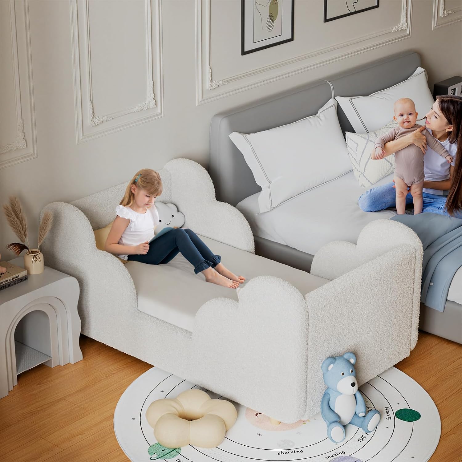 Thumbnail 6 de NAIZEA Toddler Floor Bed, Crib-Size Frame with Soft Cloud-Shaped Rails