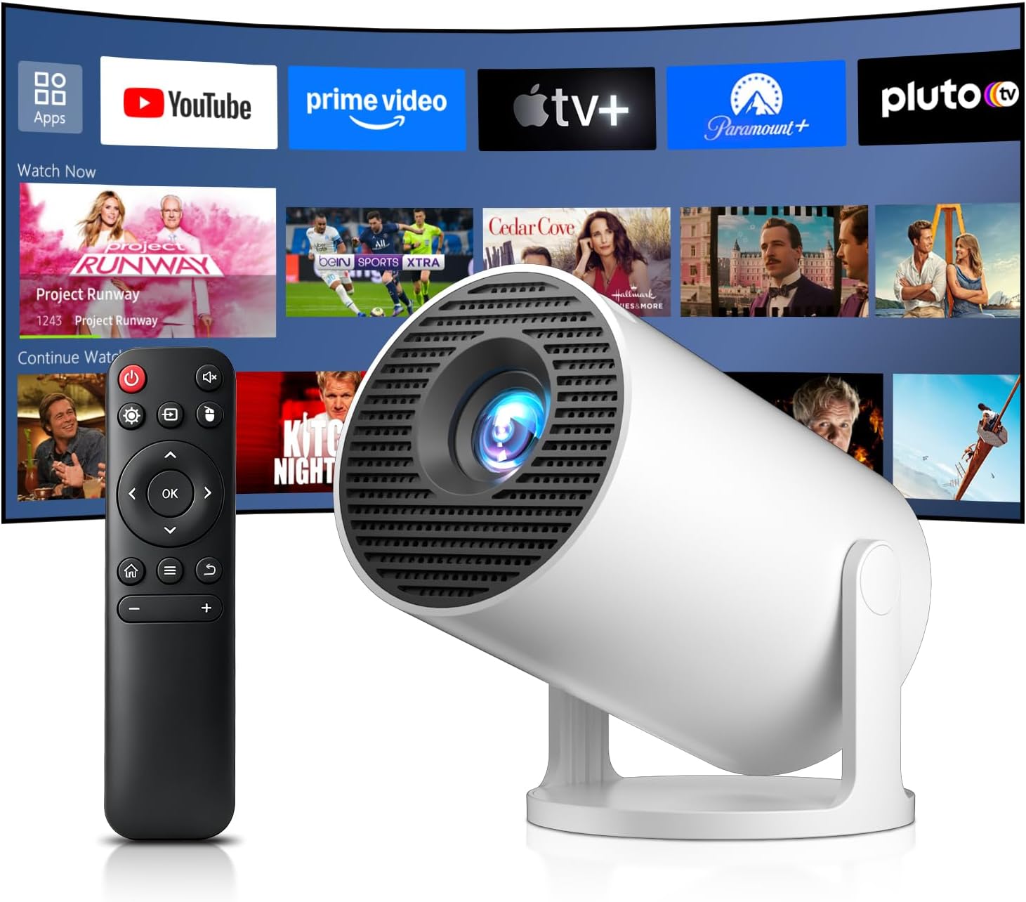 Detalle de Salange Mini Beamer – tragbarer 4K-fähiger Android 14 Projektor mit 270° Drehung