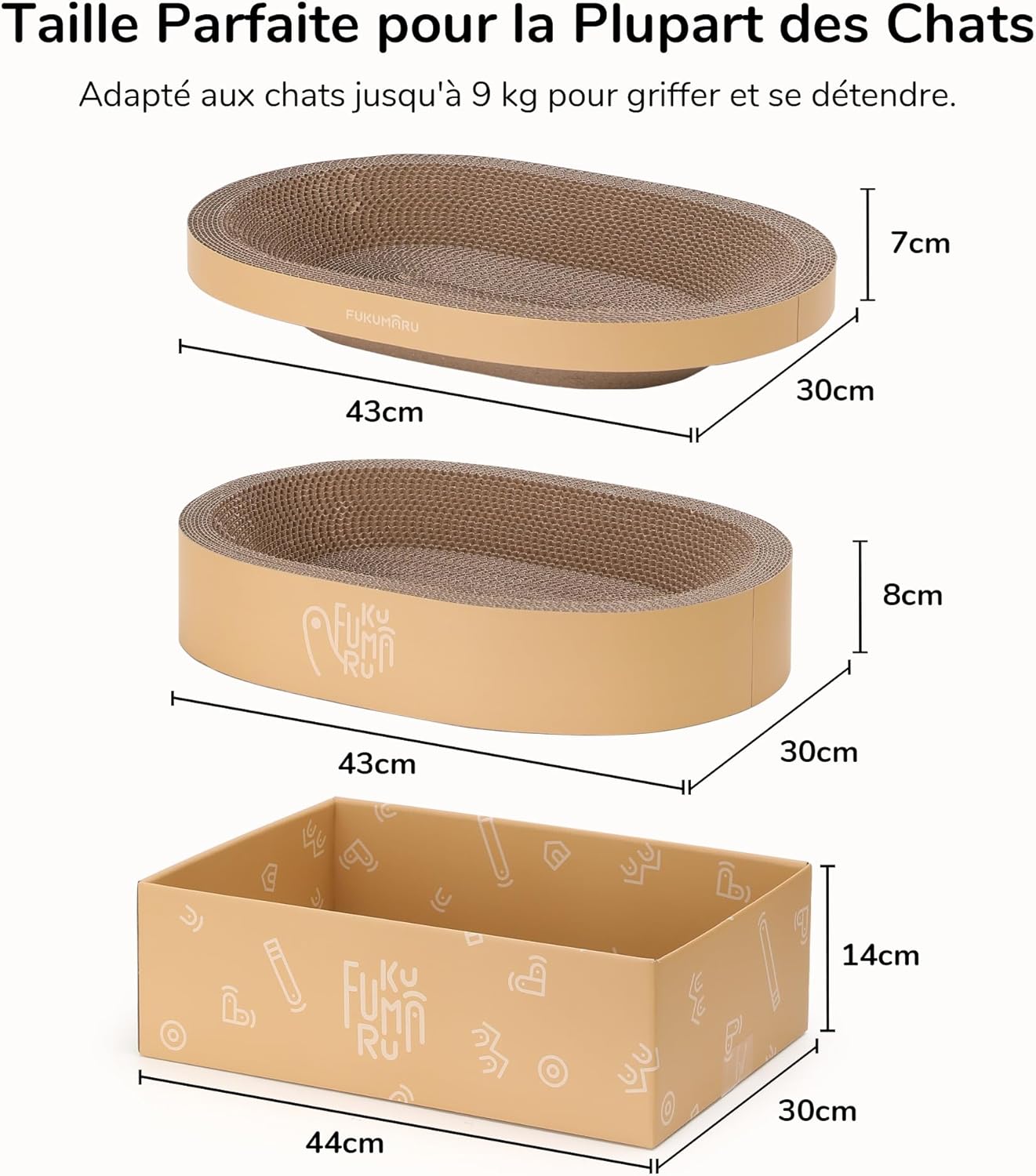 Thumbnail 5 de FUKUMARU Griffoirs pour chats – set 4 en 1 en carton (lot de 3)