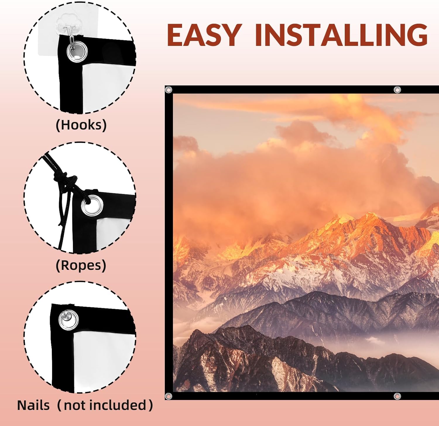 Thumbnail 3 de TOWOND 150-inch 16:9 Washable Projector Screen (Indoor/Outdoor, Front & Rear Projection)
