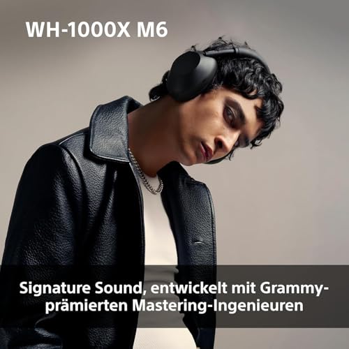 Detalle de Sony WH-1000XM6 kabellose Noise Cancelling-Kopfhörer – Signature Hi-Res Sound, faltbares Design, 30 Std. NC