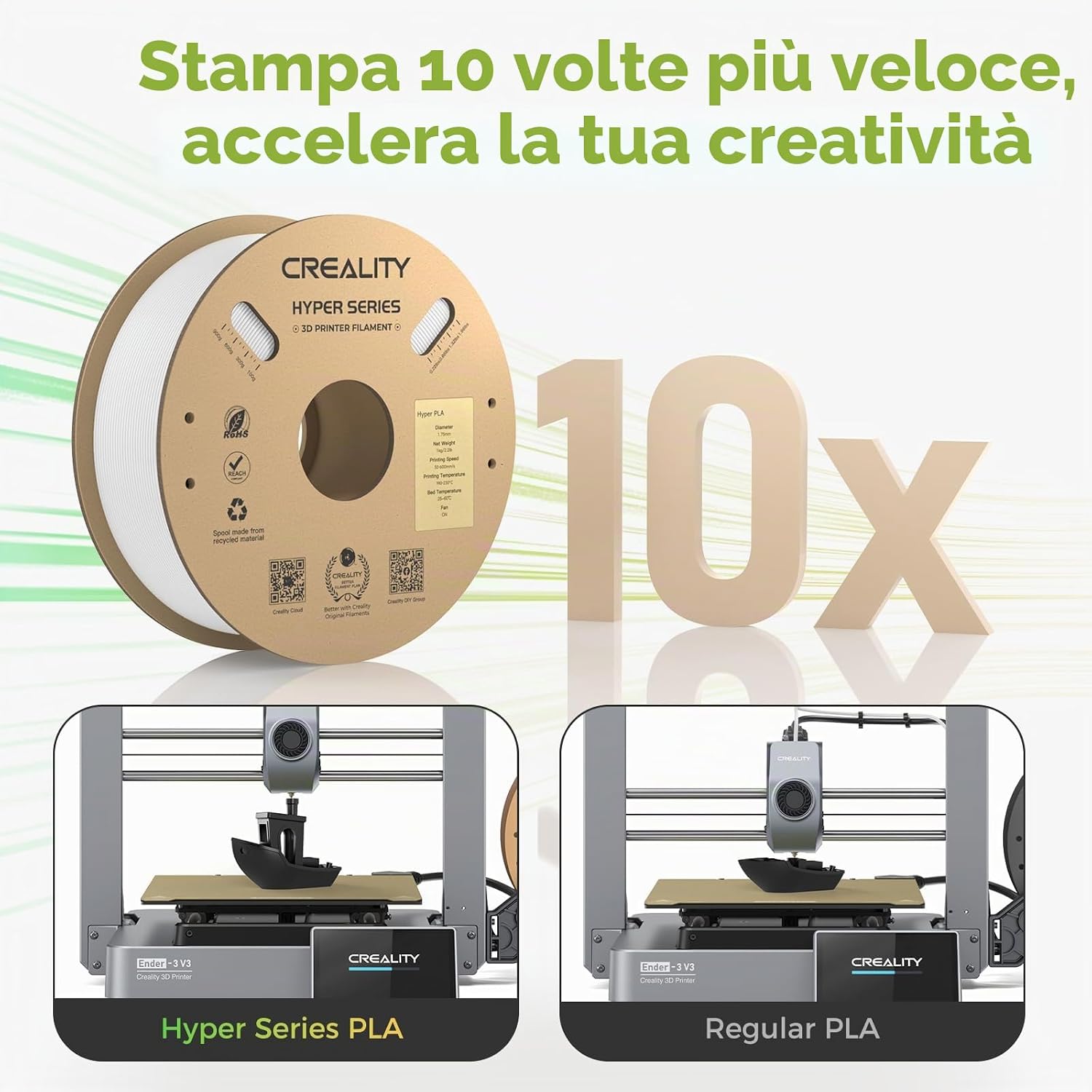 Detalle de Creality Hyper PLA Filament Bianco+Bianco 2KG — Stampa ad alta velocità con eccellente accuratezza